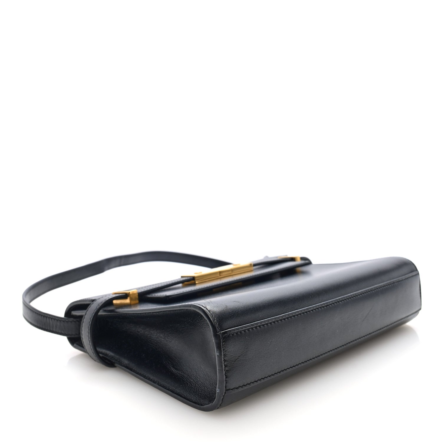 Smooth Calfskin Small Manhattan Shoulder Bag Black