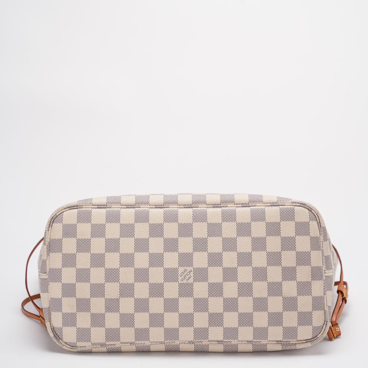 Louis Vuitton MM Damier Azur Beige Tote Bag with Removable Pouch