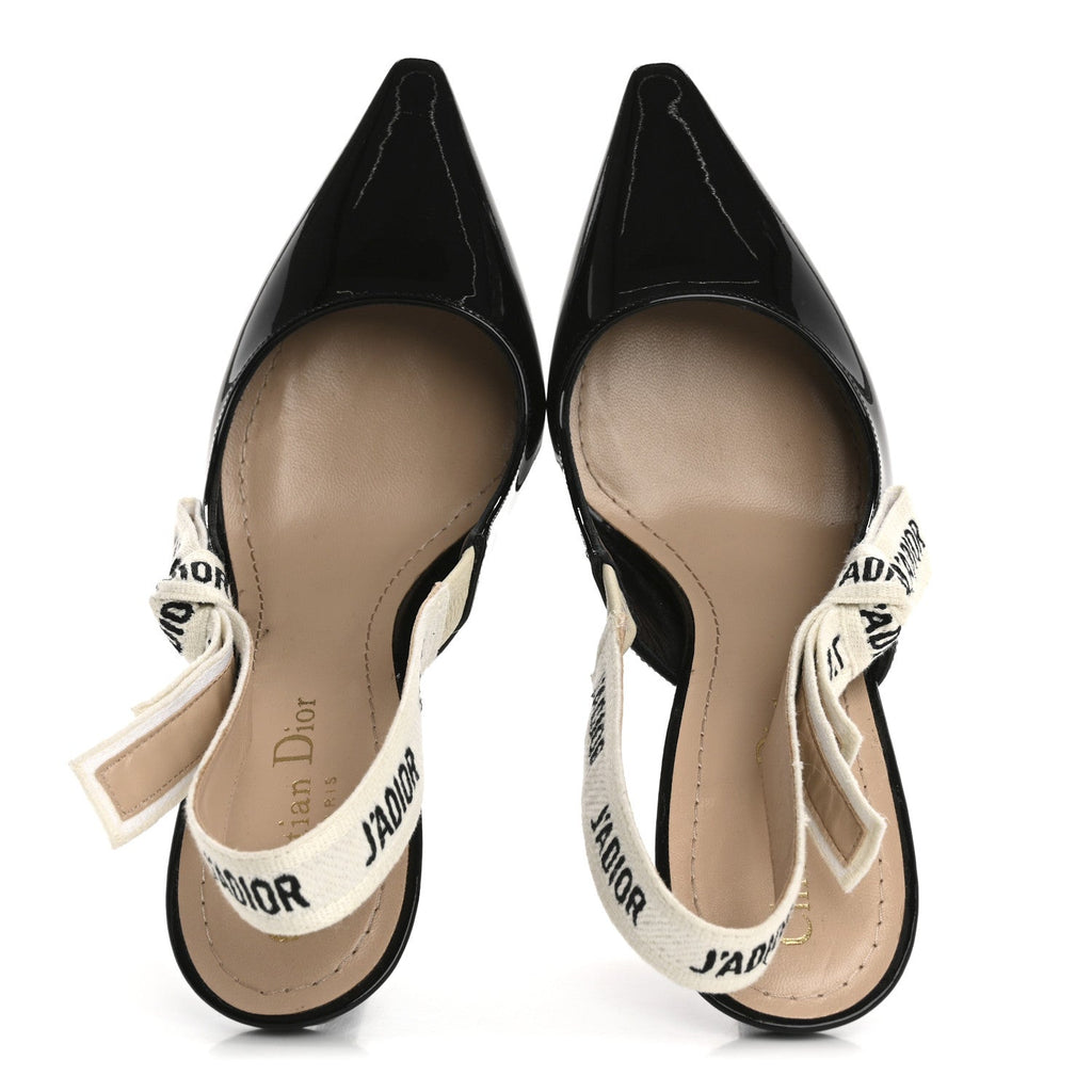 Patent Ribbon J'Adior Slingback 100mm Pumps 37 Black