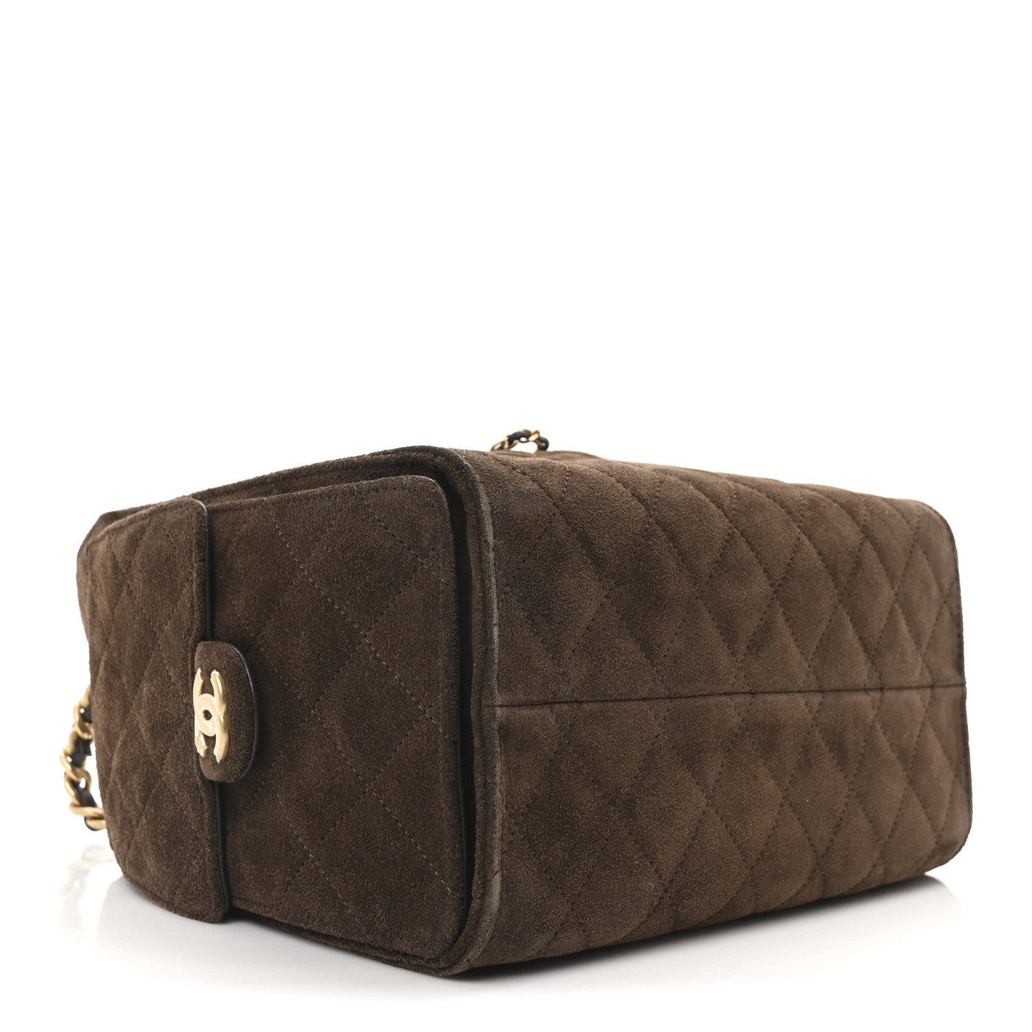 Suede Quilted Small Chanel 25 Handbag Dark Brown