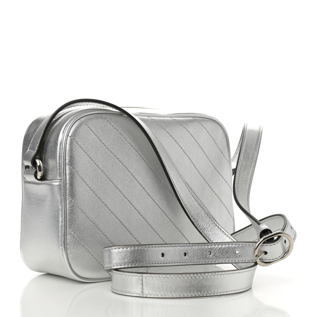 Metallic Sakai Be Green Calfskin Diagonal Stitched Small Blondie Shoulder Bag Silver