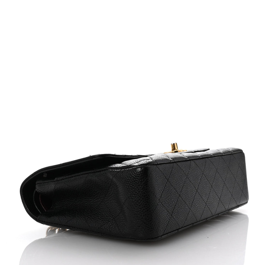 Caviar Quilted Medium Double Flap Black