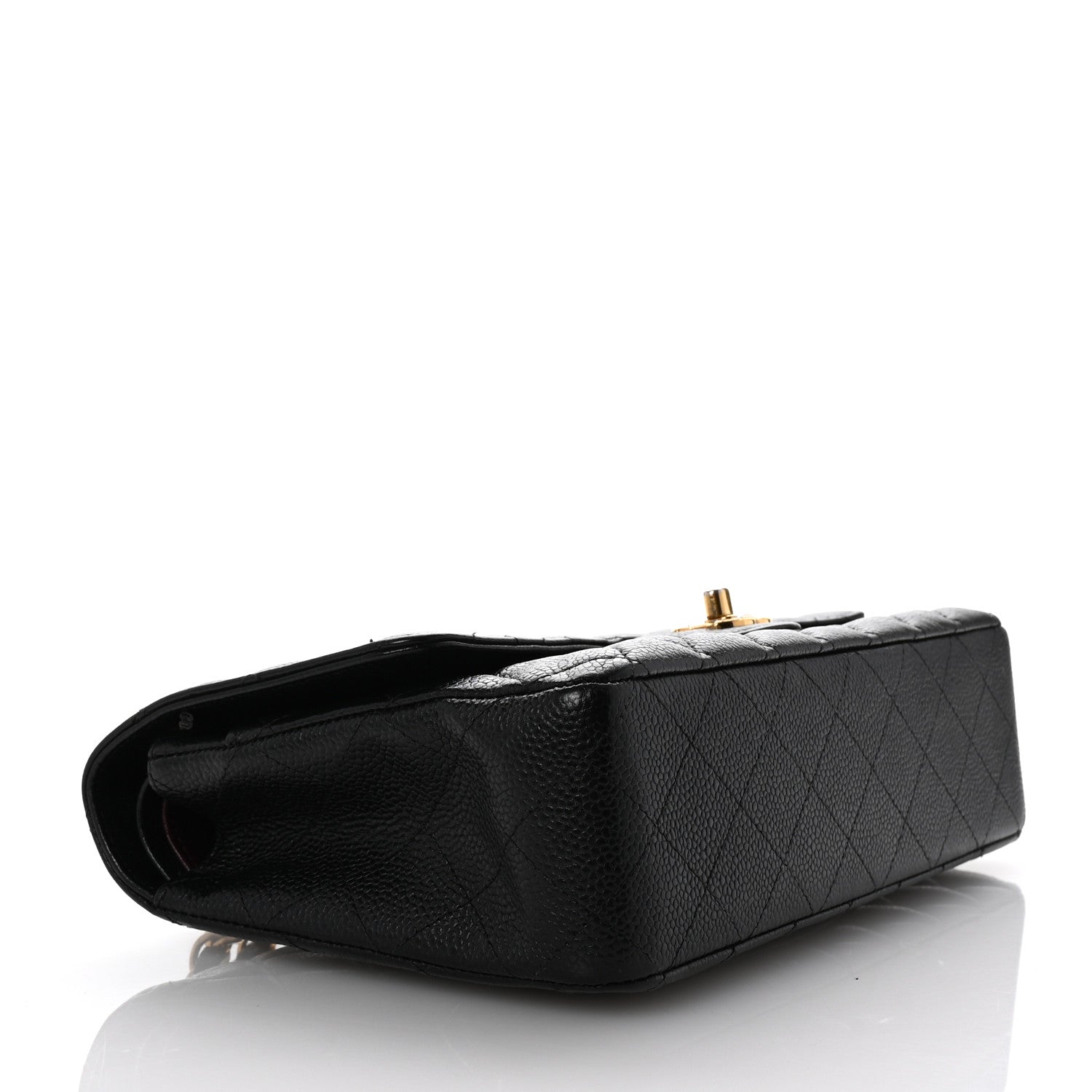 Caviar Quilted Medium Double Flap Black