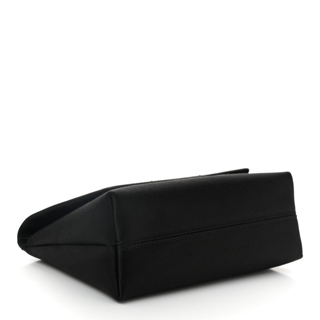 Satin Mini Label Chain Shoulder Bag Black
