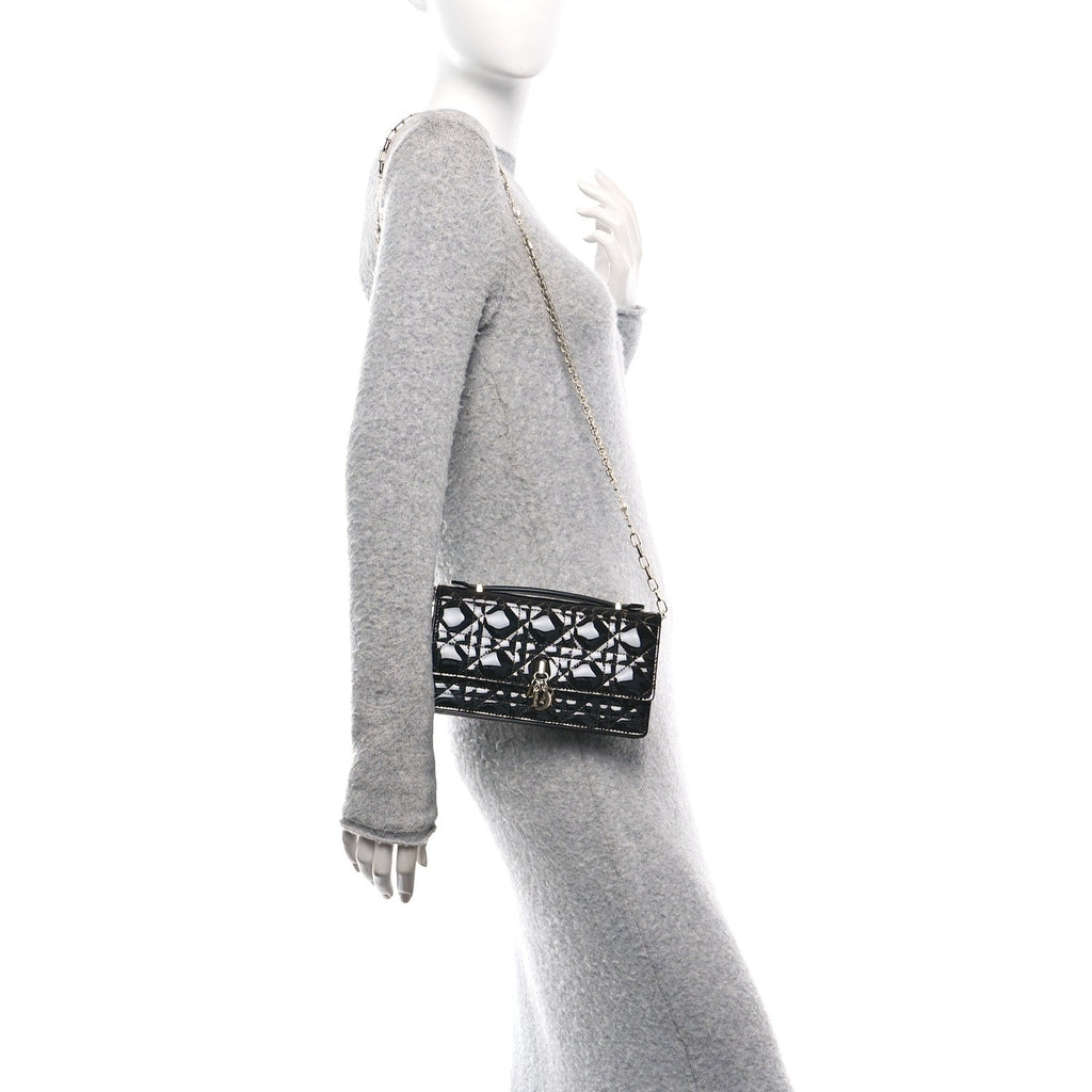 Patent Cannage Mini My Dior Bag Black