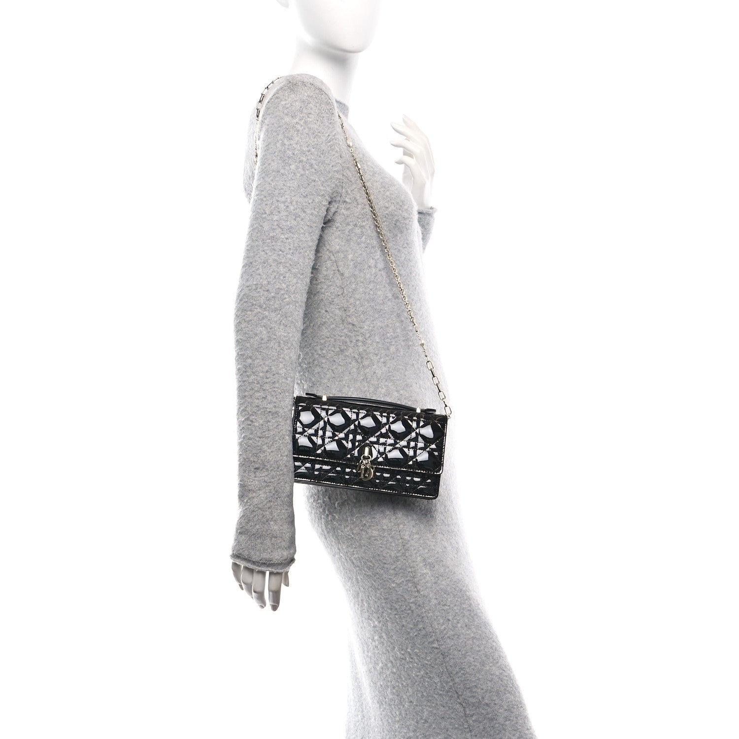 Patent Cannage Mini My Dior Bag Black