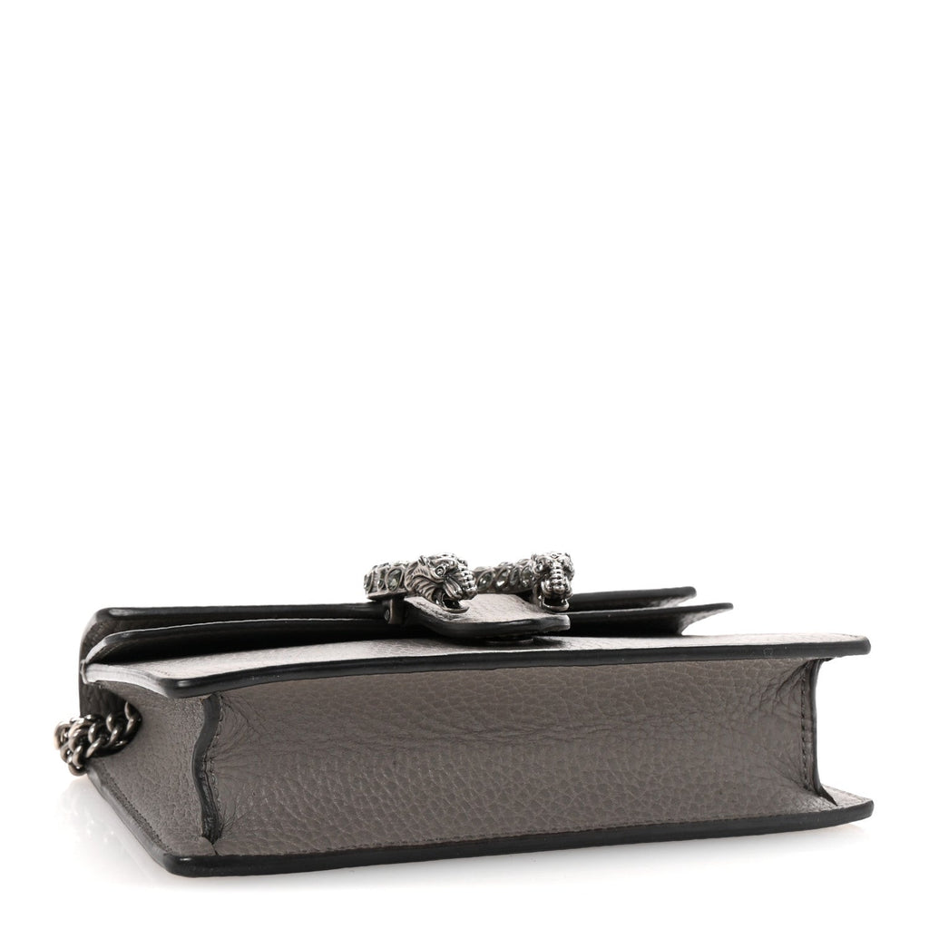 Dollar Calfskin Crystal Super Mini Dionysus Shoulder Bag Dusty Grey Black Diamond