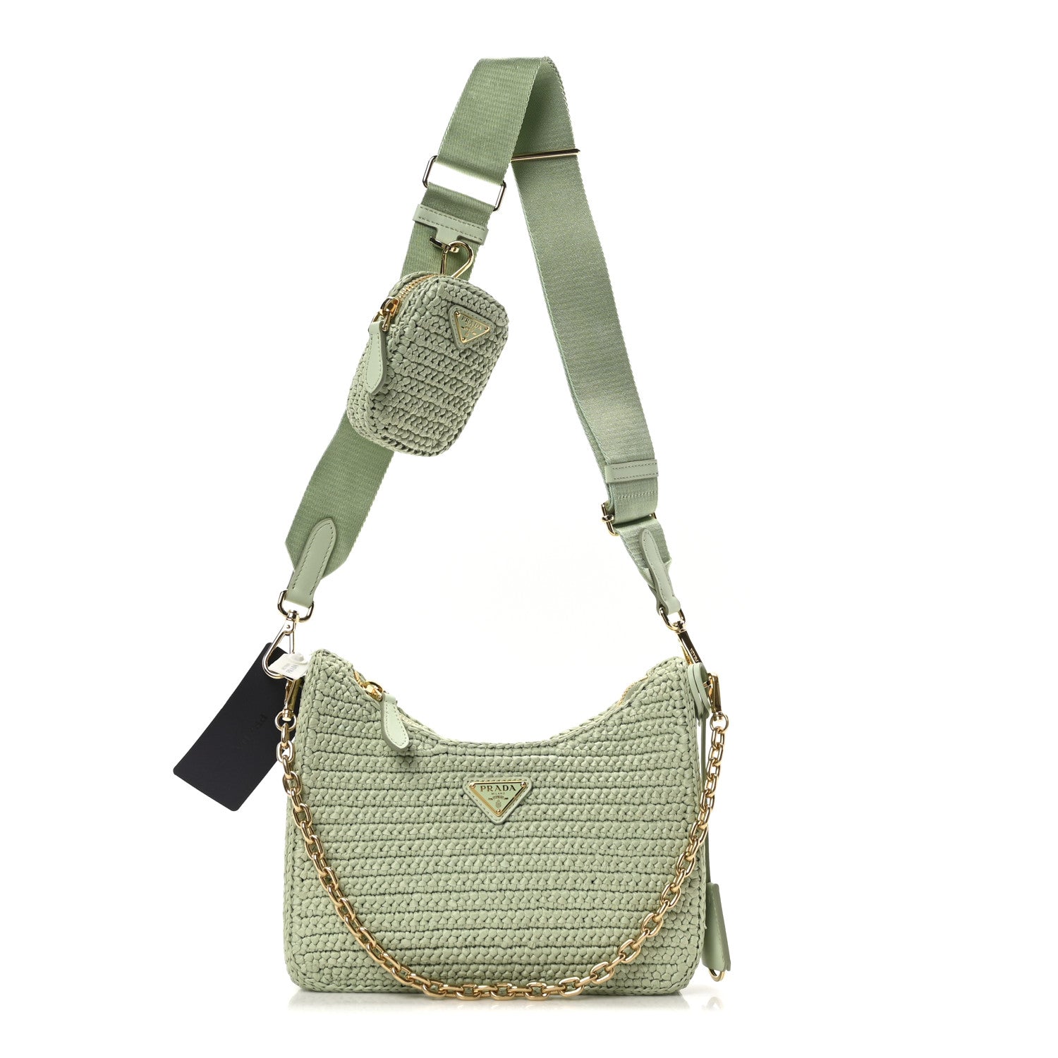 Yarn Raffia Effect Crochet Re-Edition 2005 Shoulder Bag Acqua