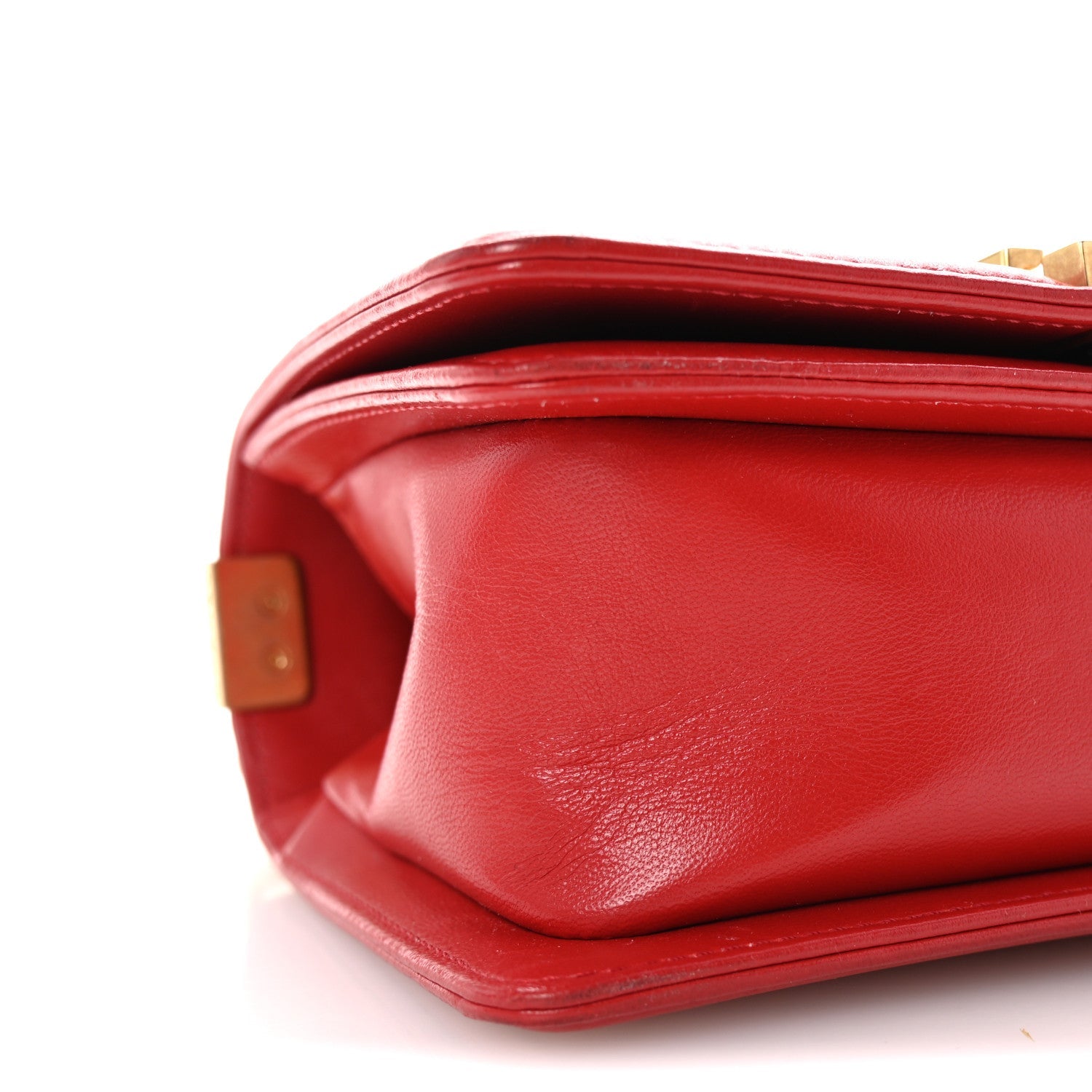 Lambskin Quilted Small Boy Flap Red
