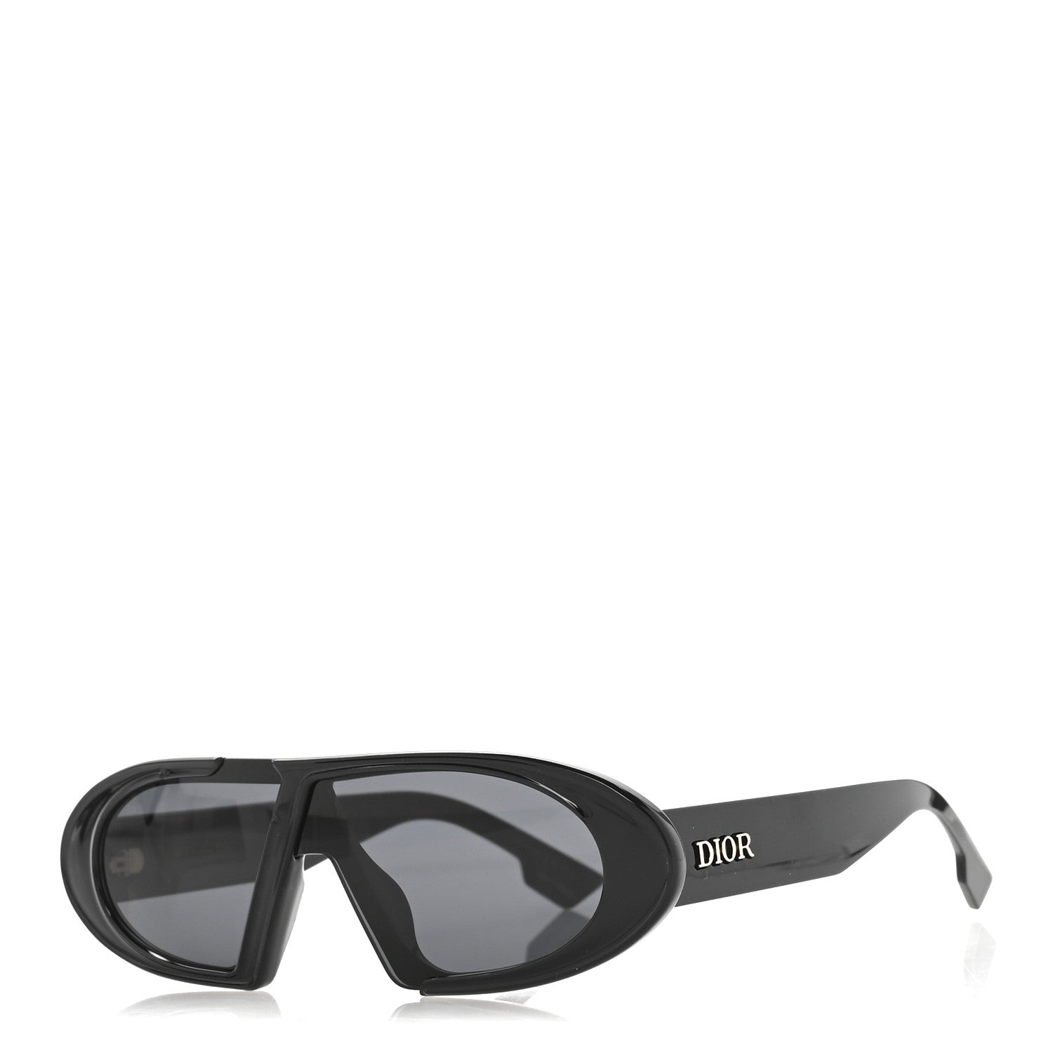 Acetate Oblique Oval Sunglasses Black