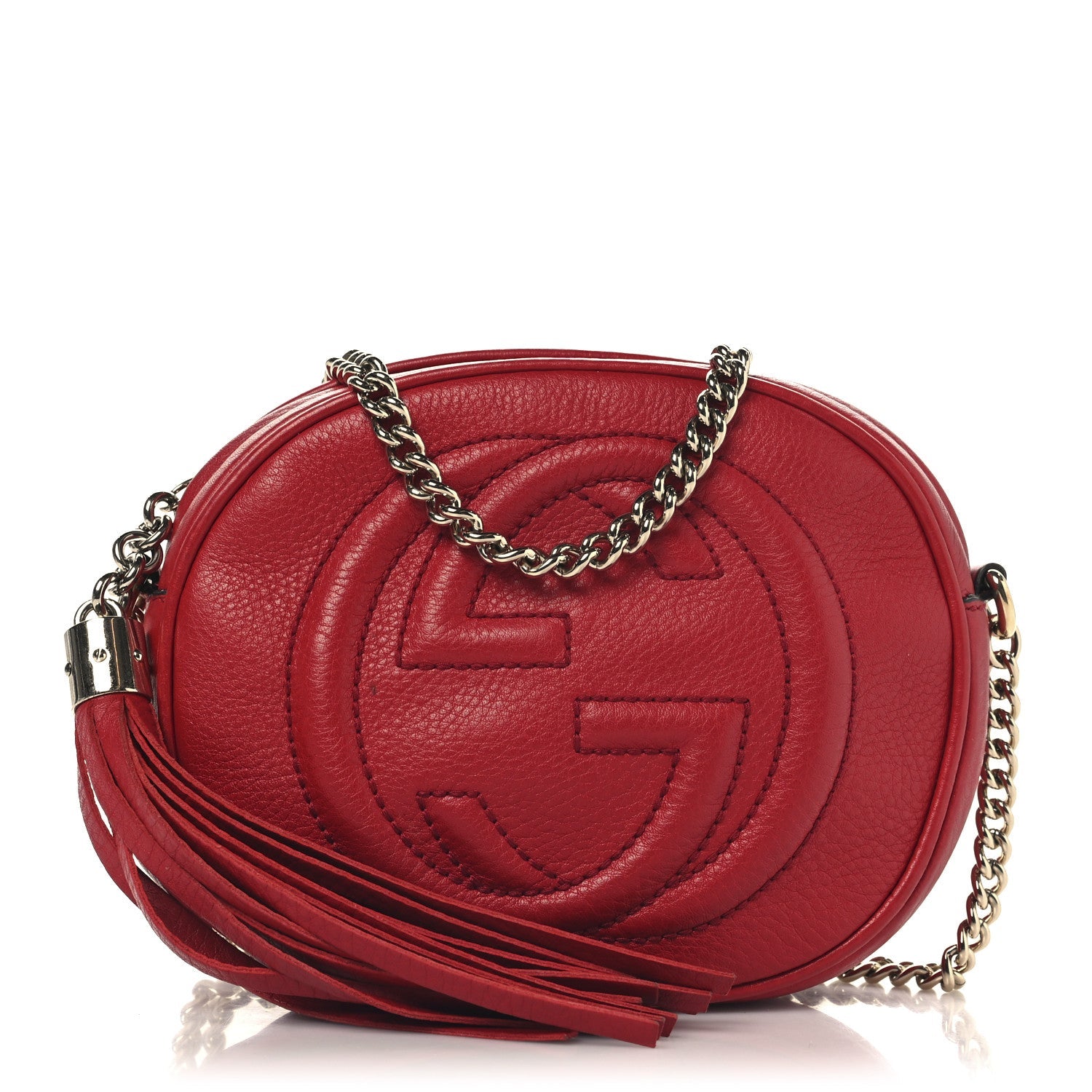 Pebbled Calfskin Mini Soho Chain Bag Tabasco Red