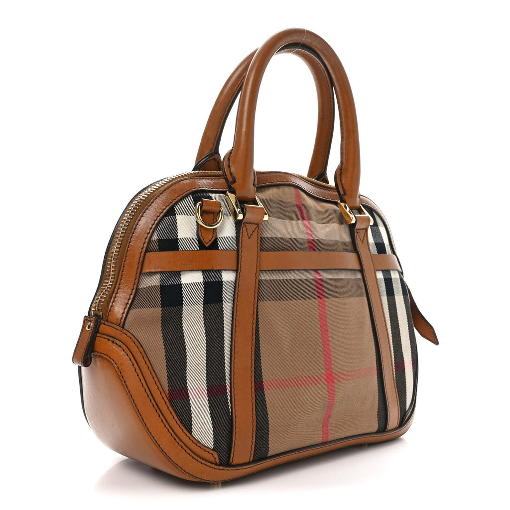 Bridle Calfskin House Check Small Orchard Bowling Bag Brown Ochre