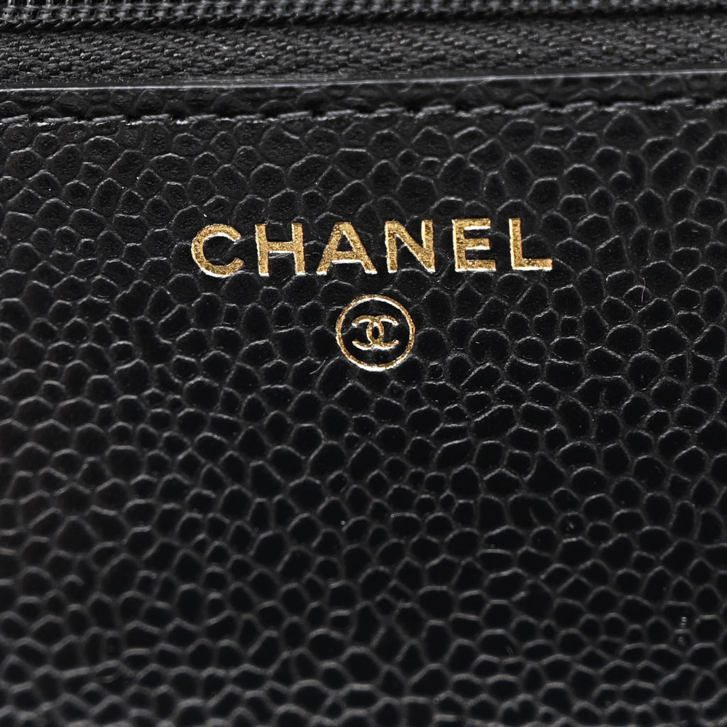 Caviar Quilted Wallet on Chain WOC Black