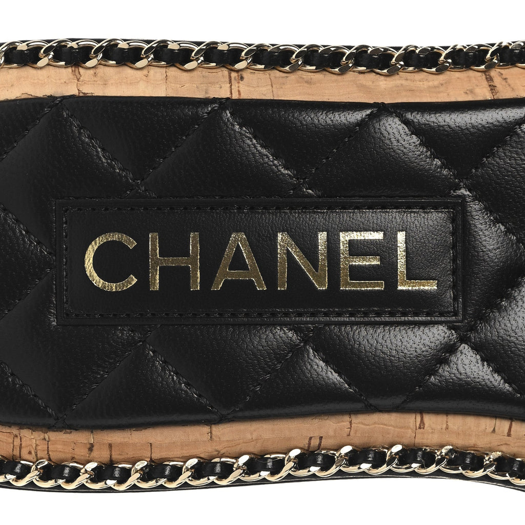 Lambskin Quilted Chain CC Mules 39 Black