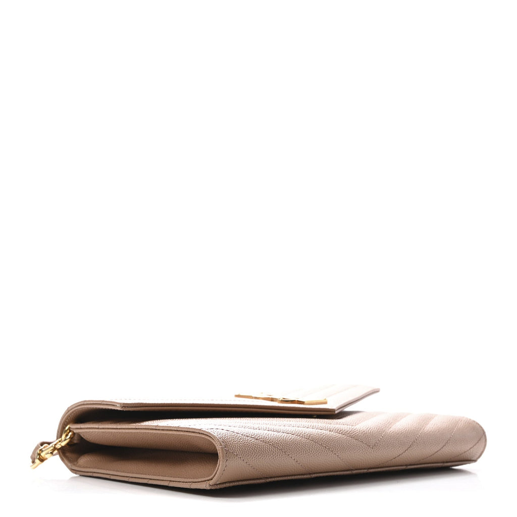 Grain De Poudre Matelasse Chevron Monogram Envelope Clutch Vintage Peach