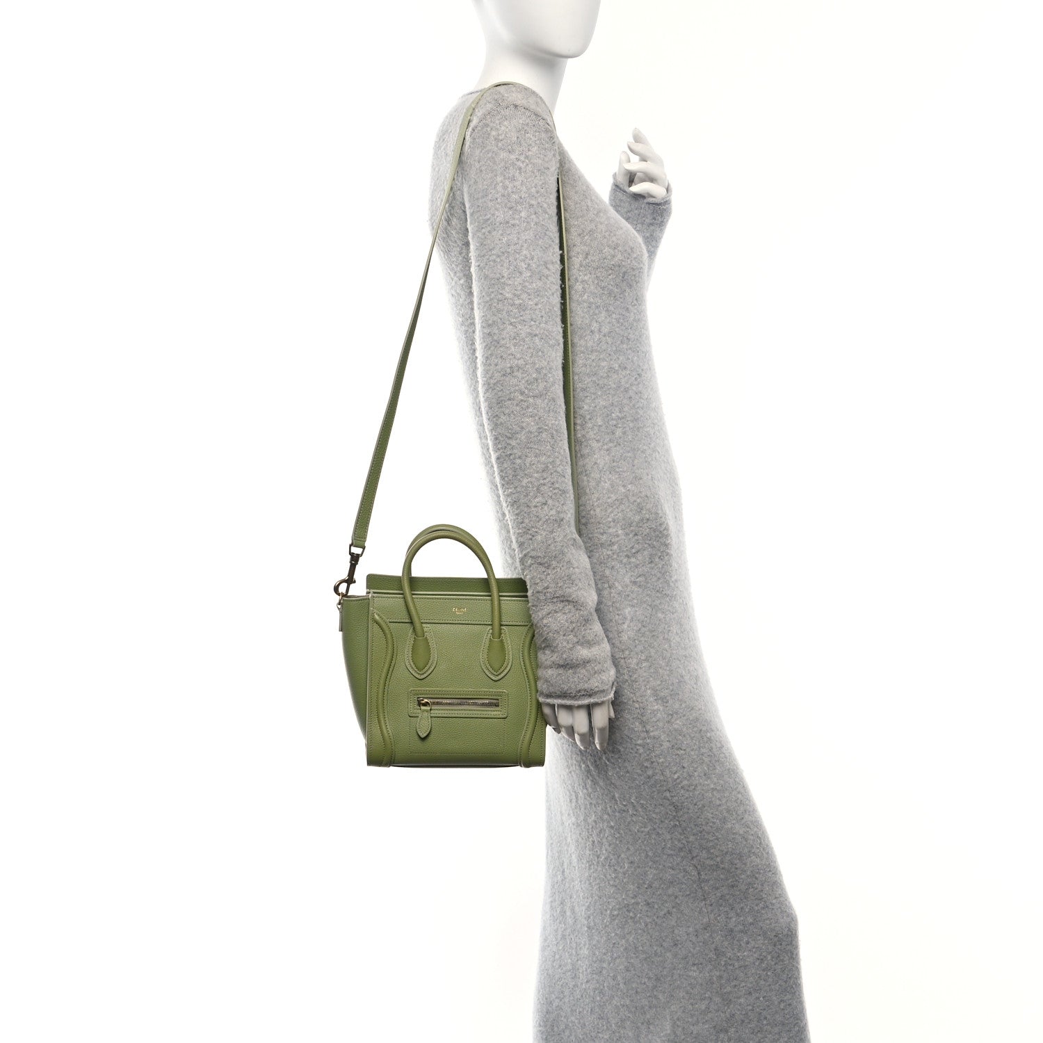 Drummed Calfskin Nano Luggage Green