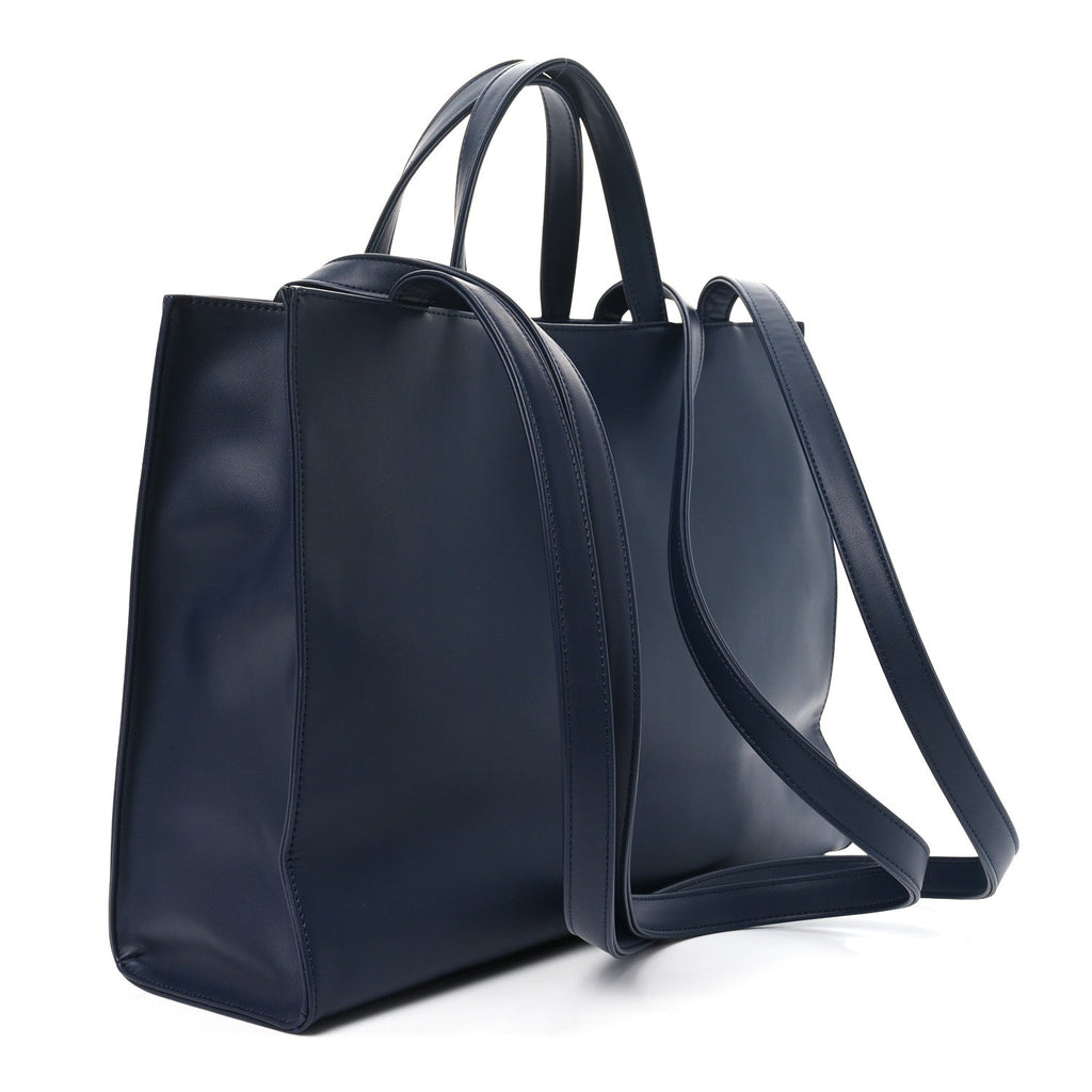 Vegan Leather Medium Shopping Bag Navy