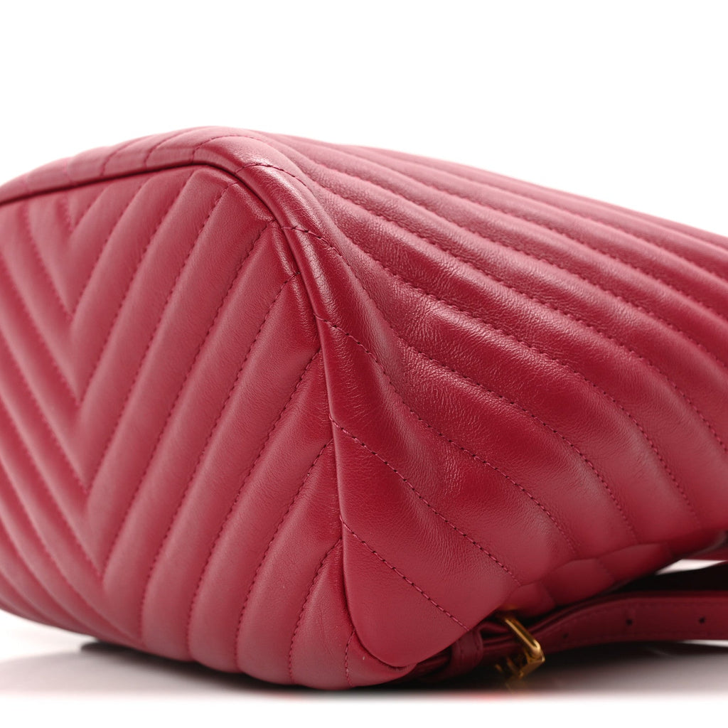 Lambskin Chevron Quilted Small Urban Spirit Backpack Dark Pink