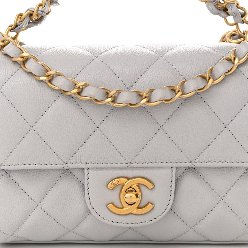 Caviar Quilted Mini Flap Grey