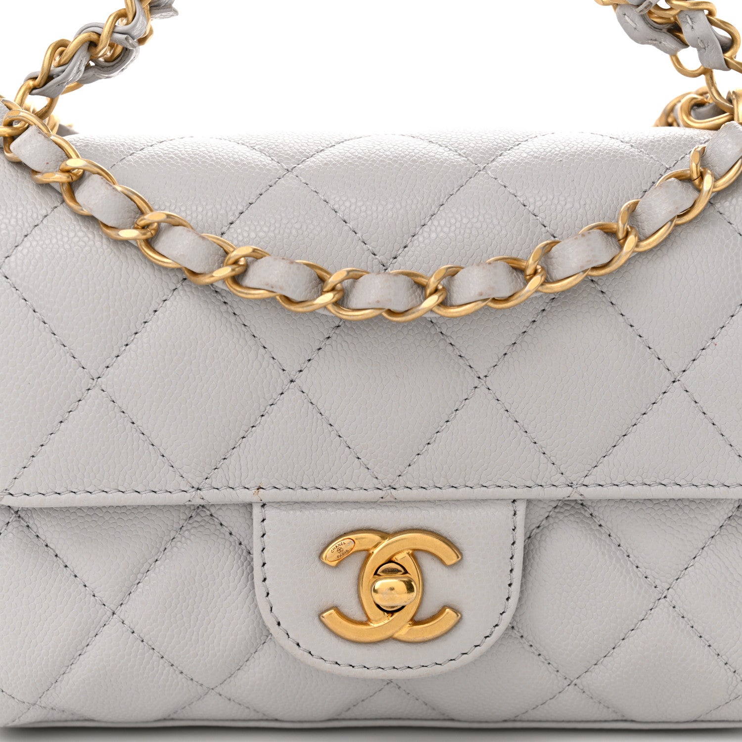 Caviar Quilted Mini Flap Grey
