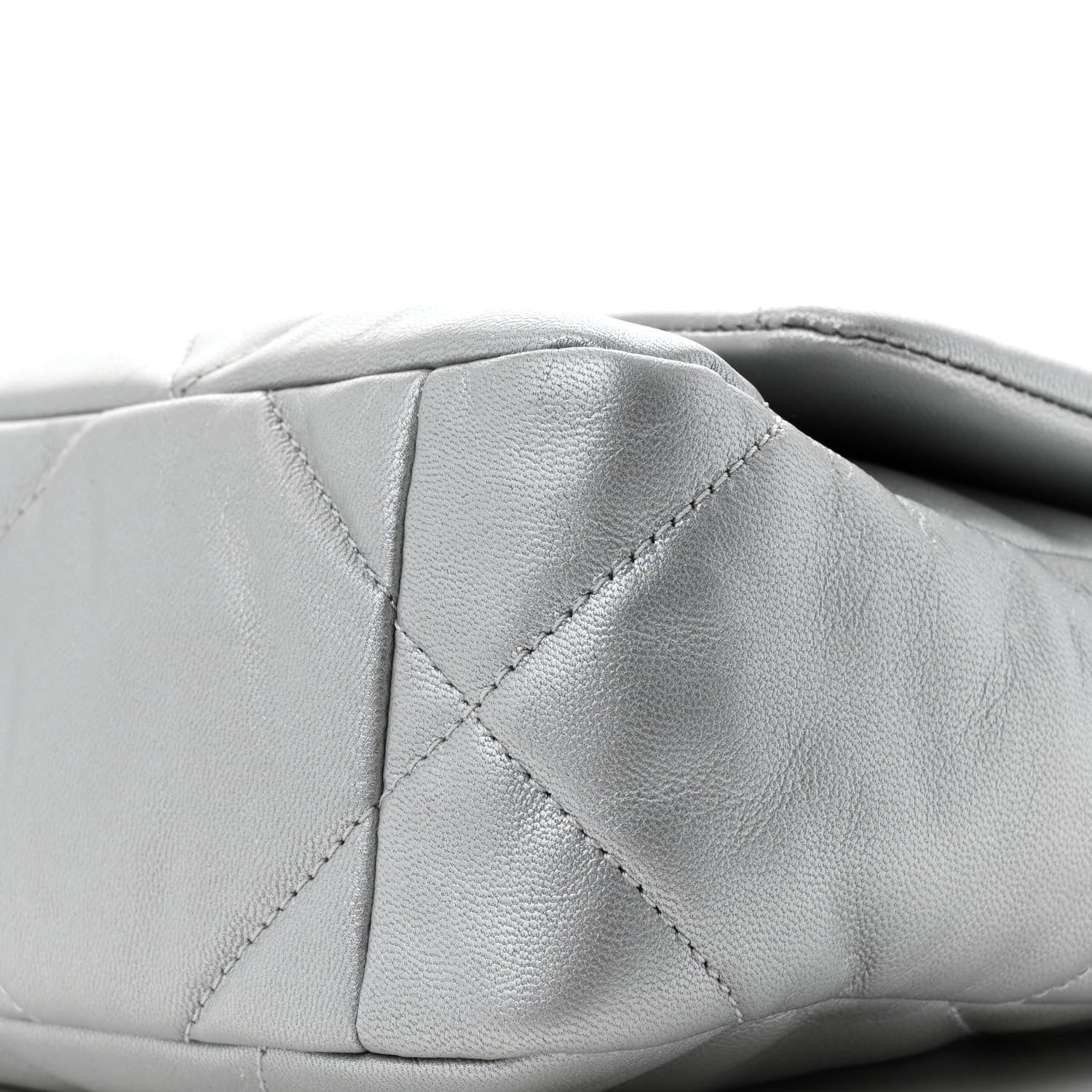 Metallic Lambskin Quilted Medium Chanel 19 Flap Silver