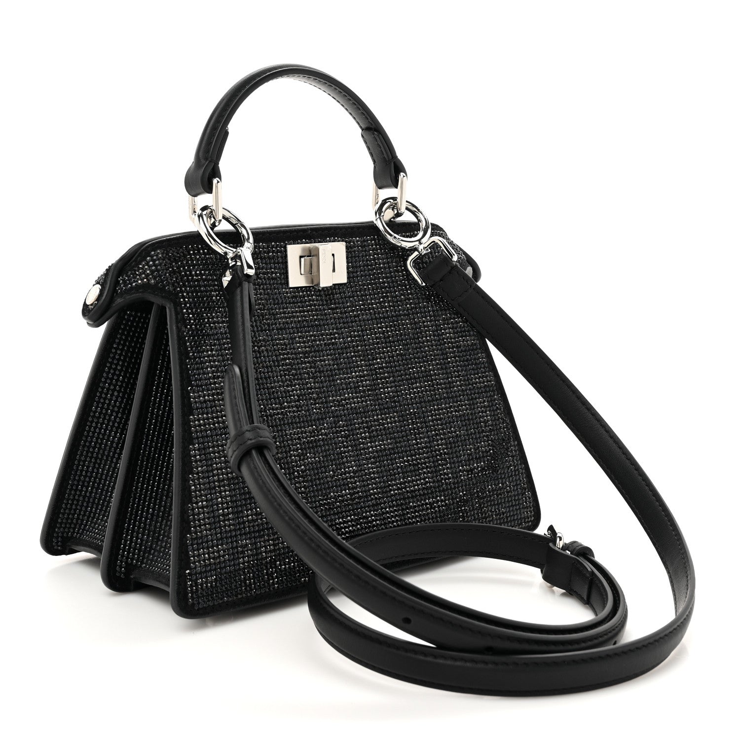 Crystal Shiny Nappa FF Petite Peekaboo I SEE U Satchel Black