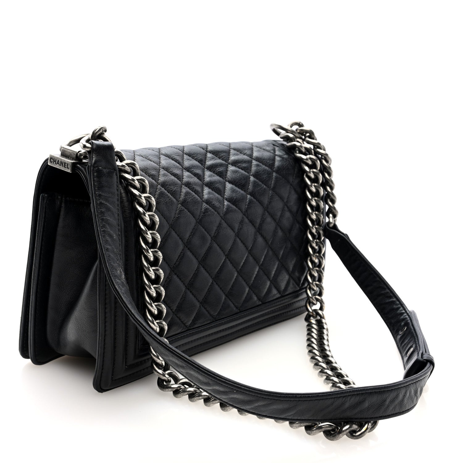 Calfskin Quilted Medium Boy Flap Black