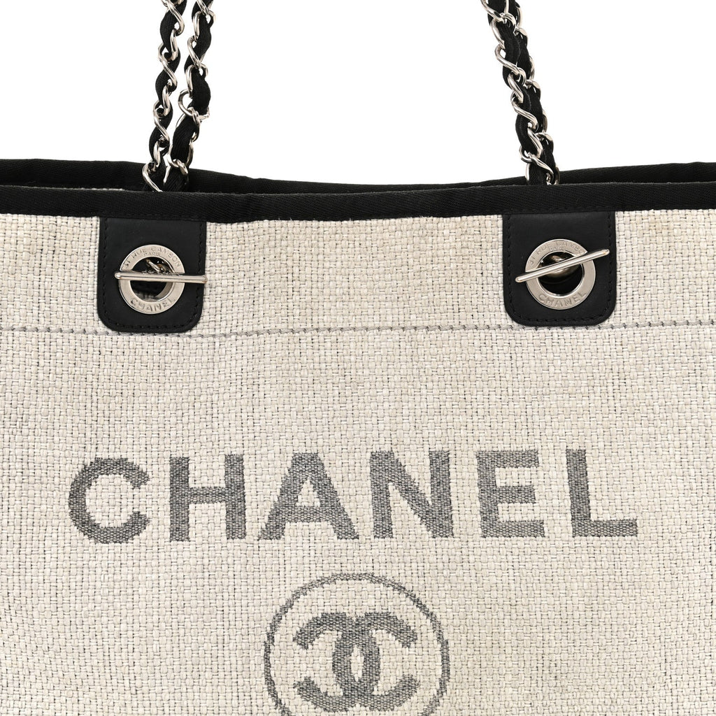 Woven Straw Raffia Small Deauville Tote Grey