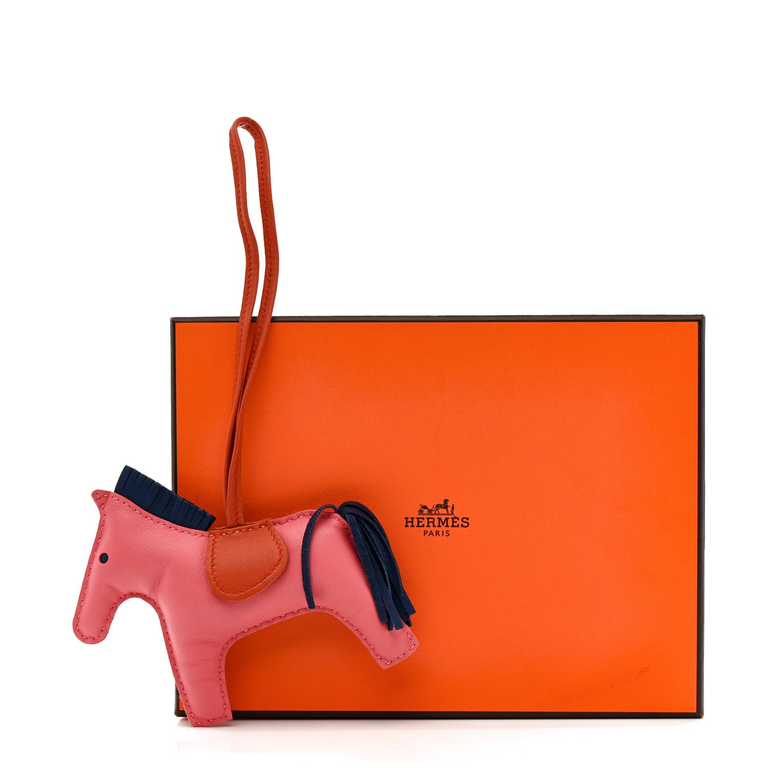 Milo Lambskin Grigri Rodeo Bag Charm MM Rose Azalee Cornaline Bleu De Malte