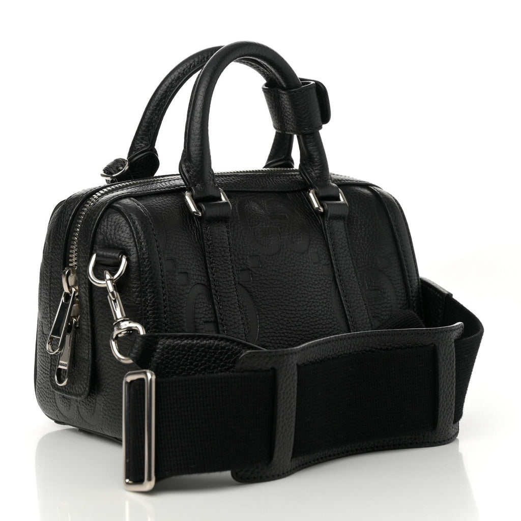 Piuma Calfskin Jumbo GG Embossed Mini Duffle Bag Black