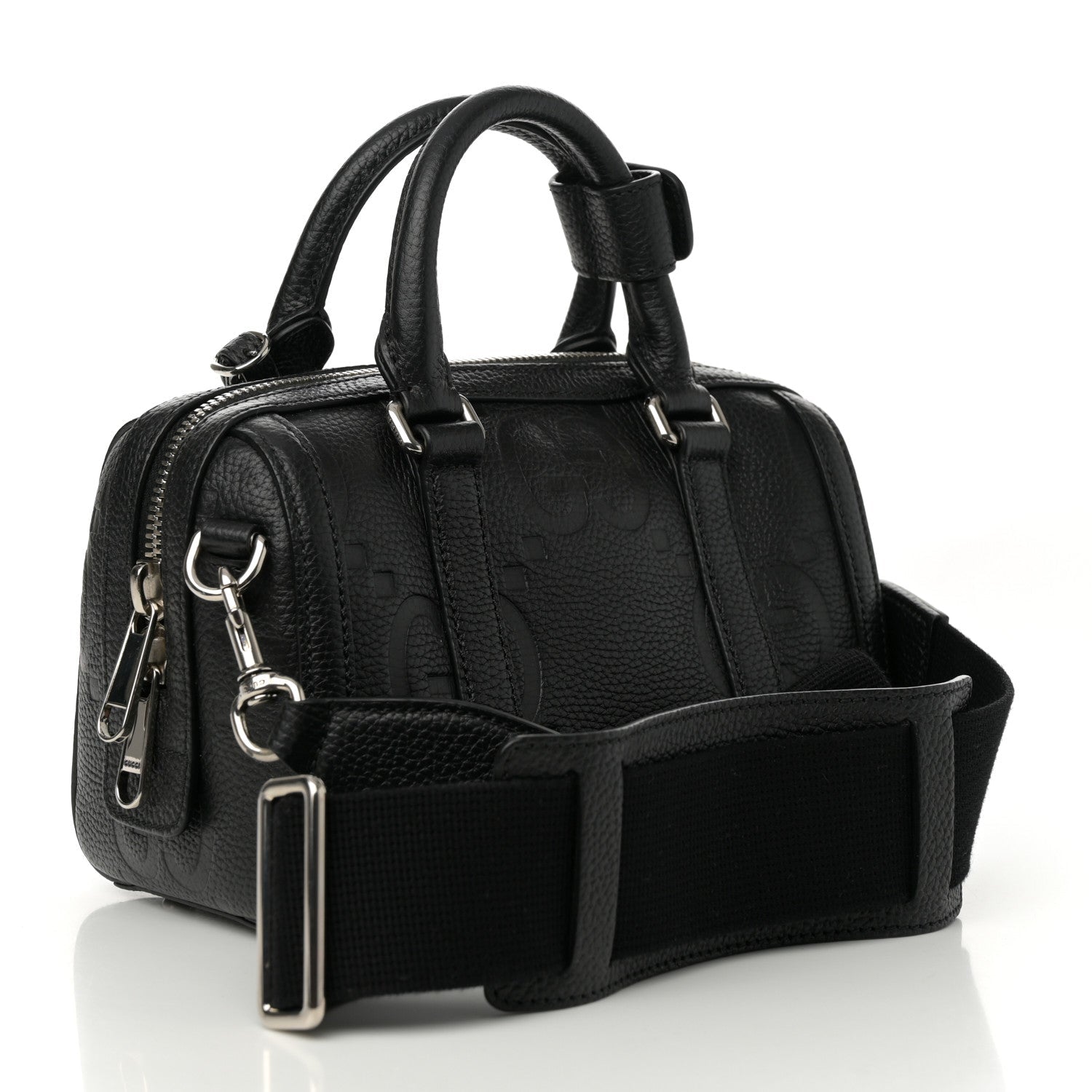 Piuma Calfskin Jumbo GG Embossed Mini Duffle Bag Black