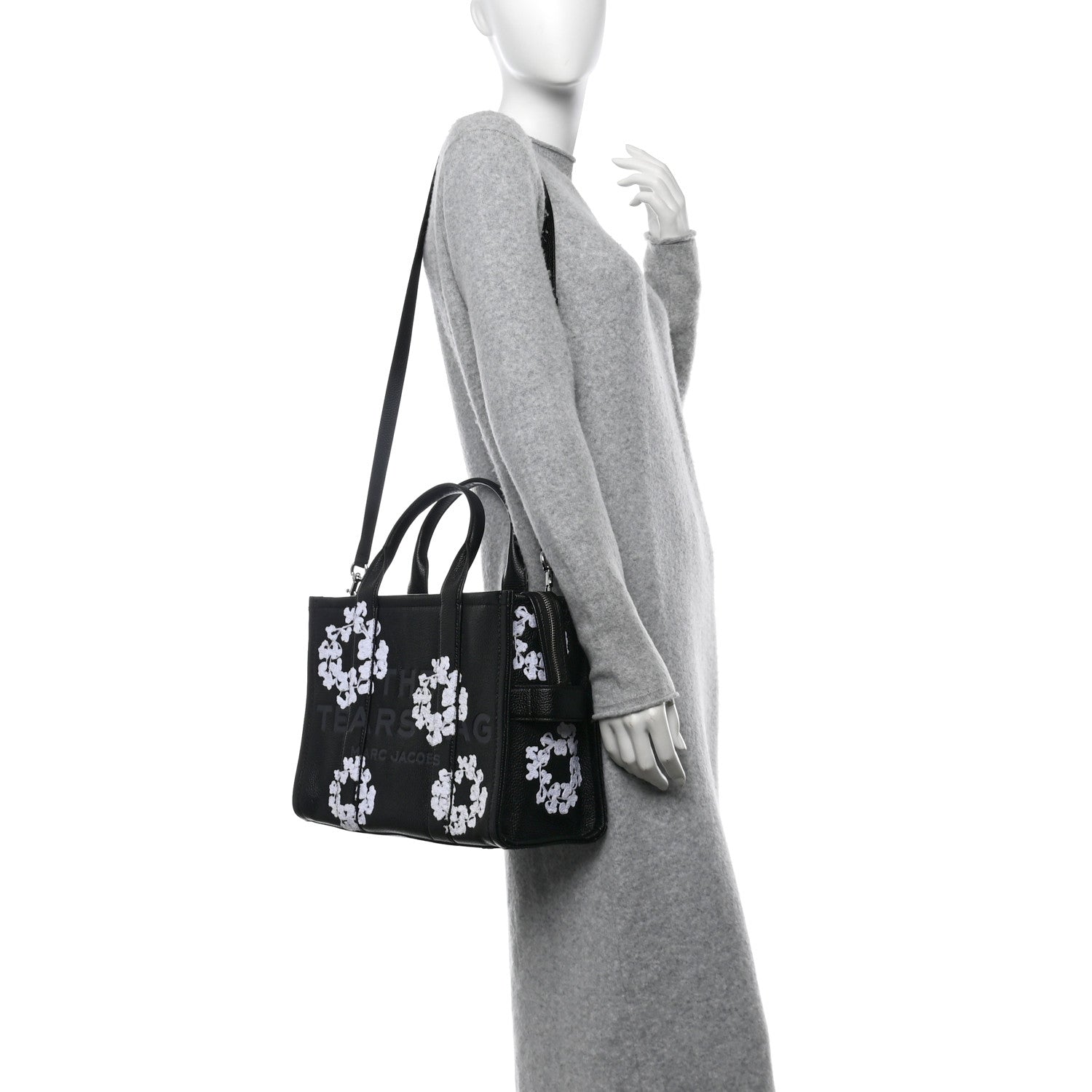 x Denim Tears Grained Calfskin Medium The Tote Bag Black