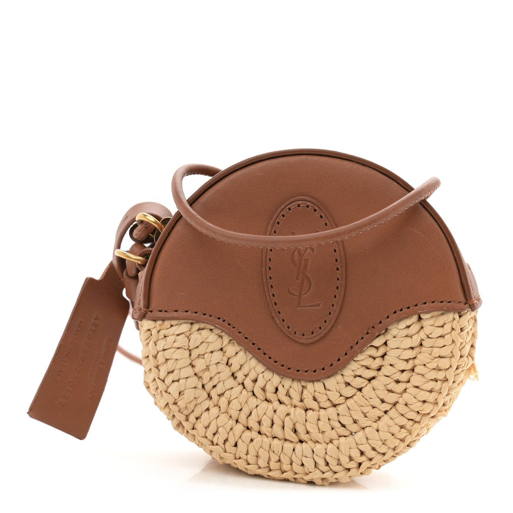 Raffia Round Camera Bag Beige Naturel