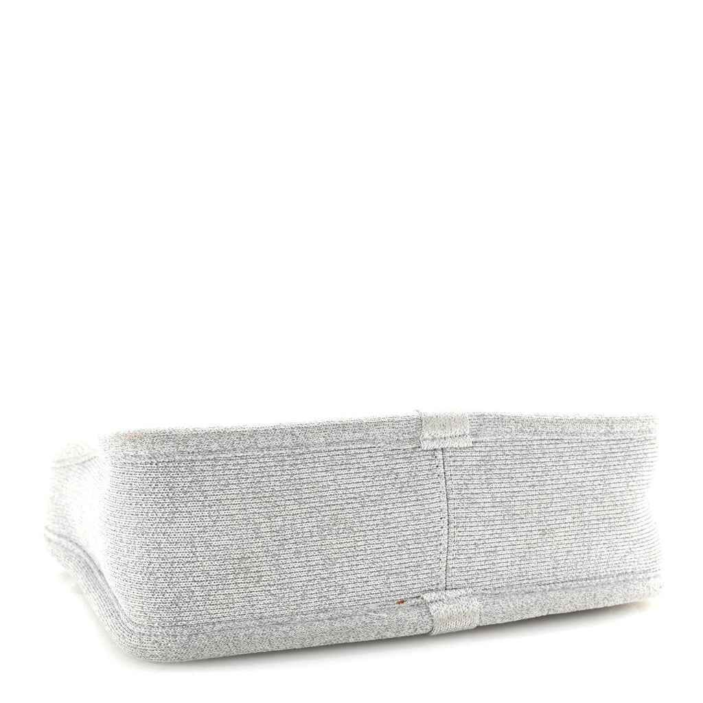 Metallic Ribbed Knit Small Ryan Bag Silver