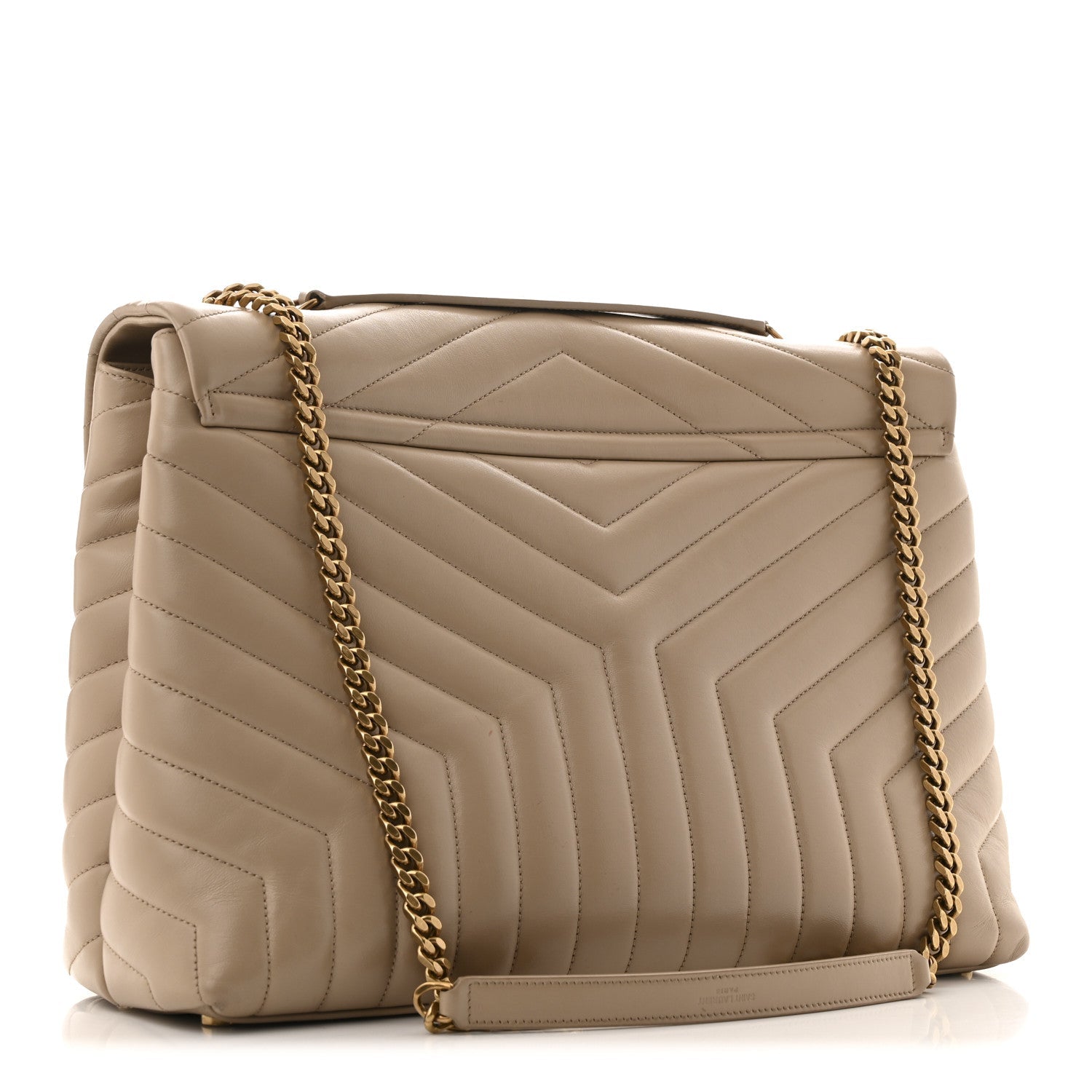 Calfskin Matelasse Large Loulou Monogram Chain Satchel Dark Beige