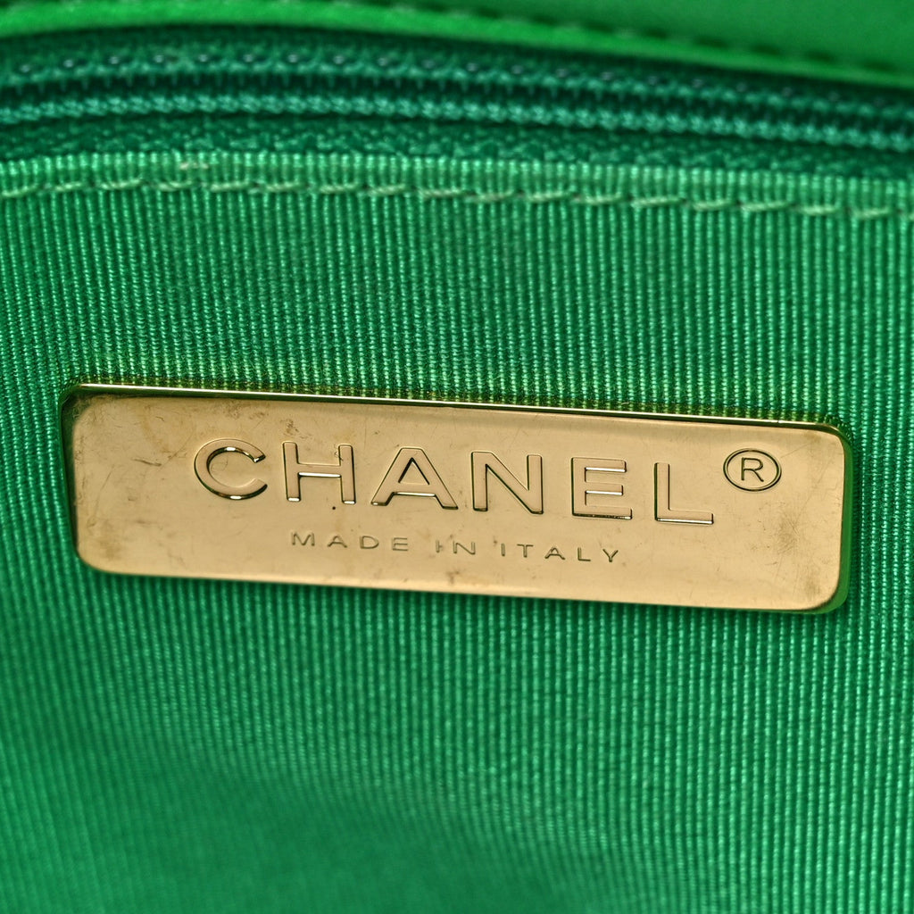 Goatskin Quilted Large Chanel 19 Flap Green