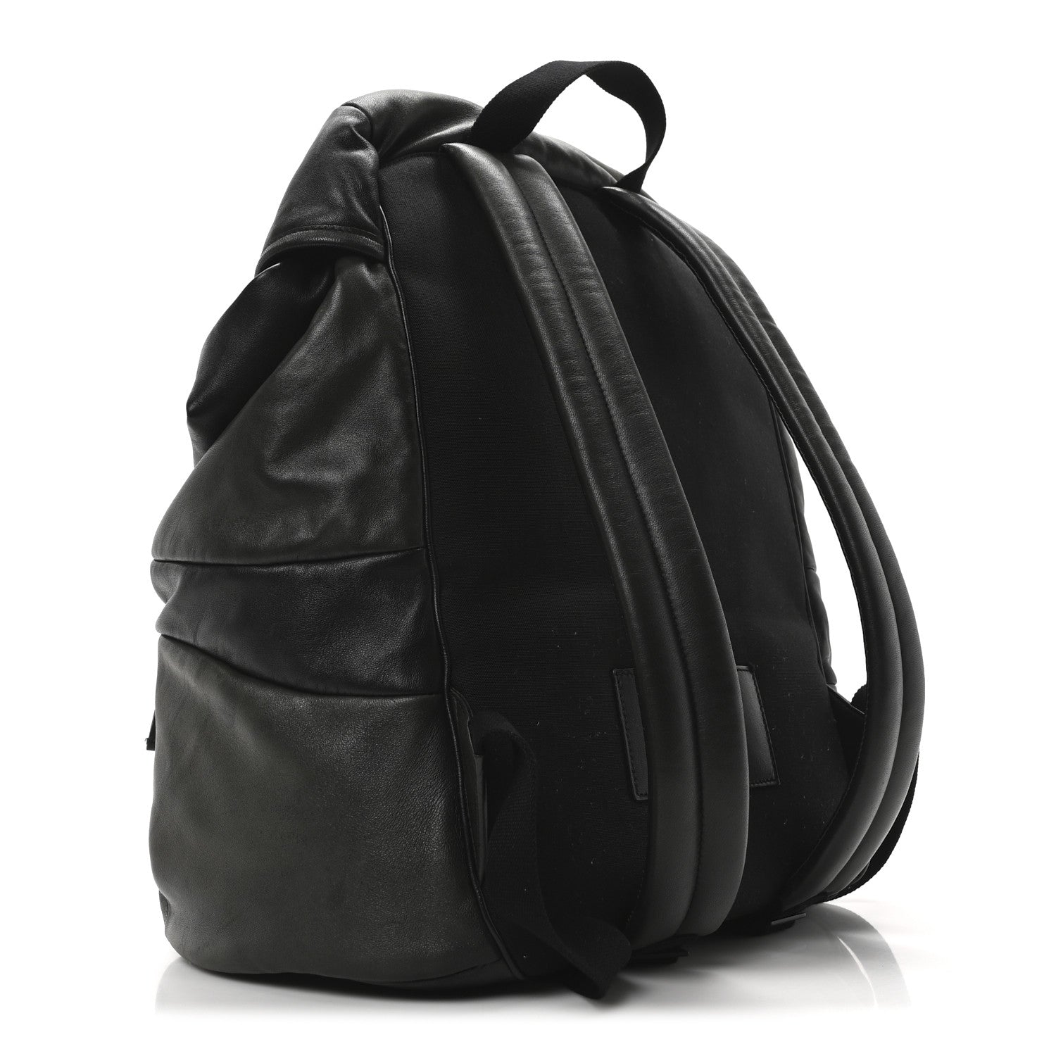 Calfskin Logo Debossed Backpack Black