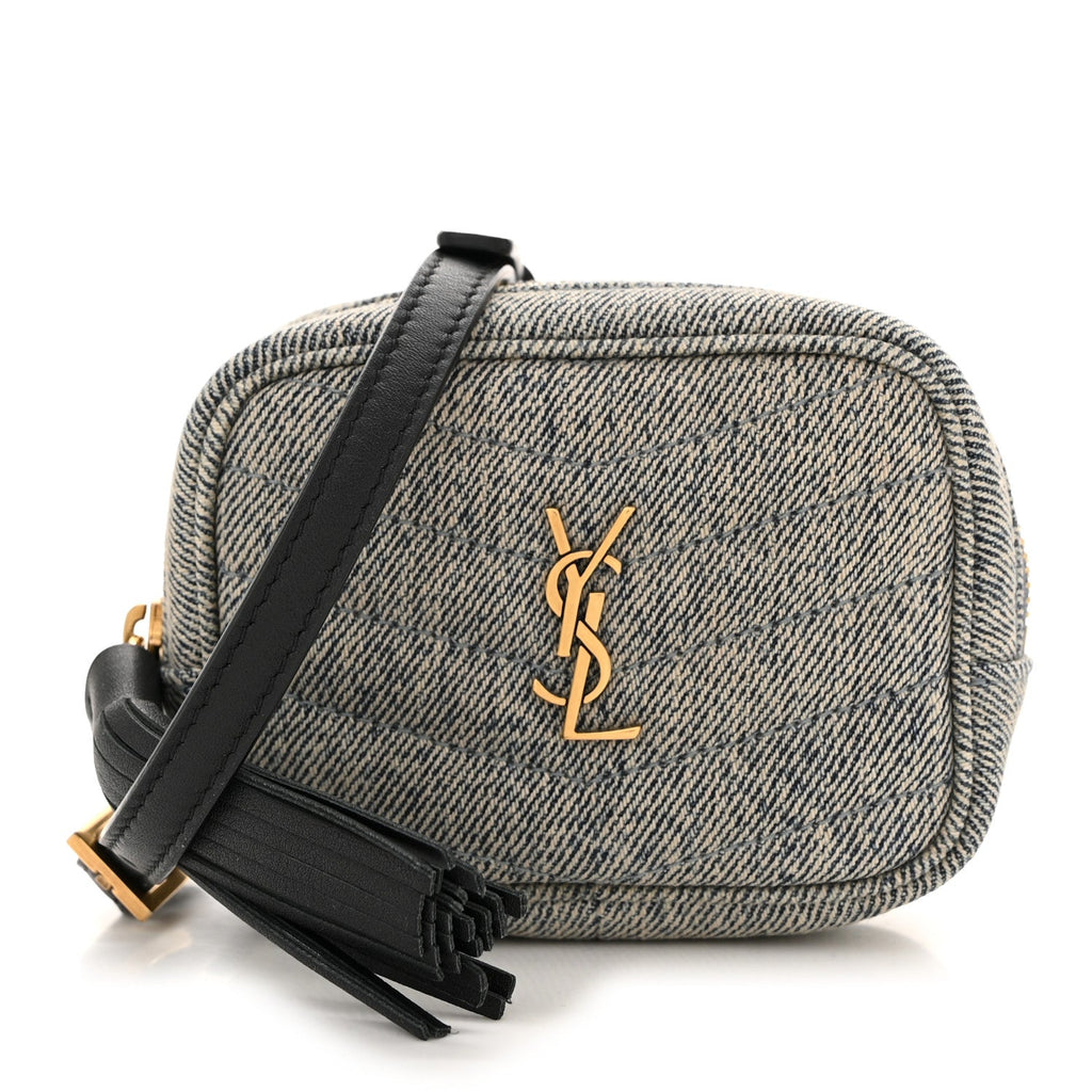 Denim Matelasse Monogram Lou Belt Bag Washed Blue