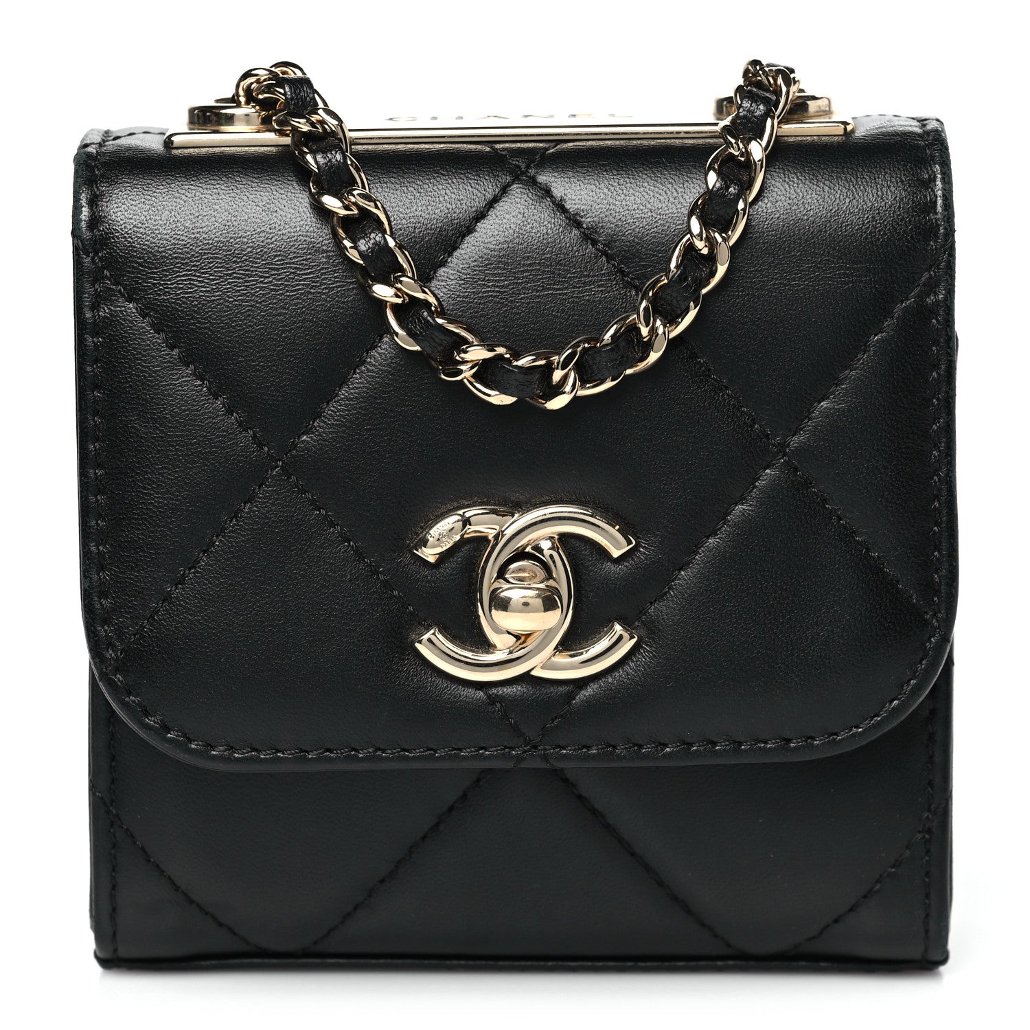Lambskin Quilted Mini Trendy CC Chain Wallet Black