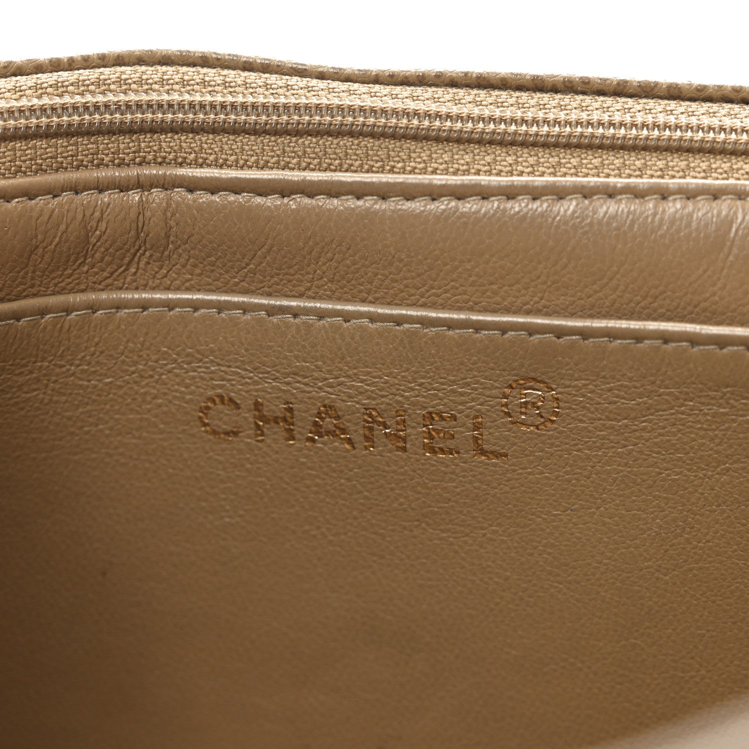 Caviar Vertical Quilted Jumbo Flap Beige