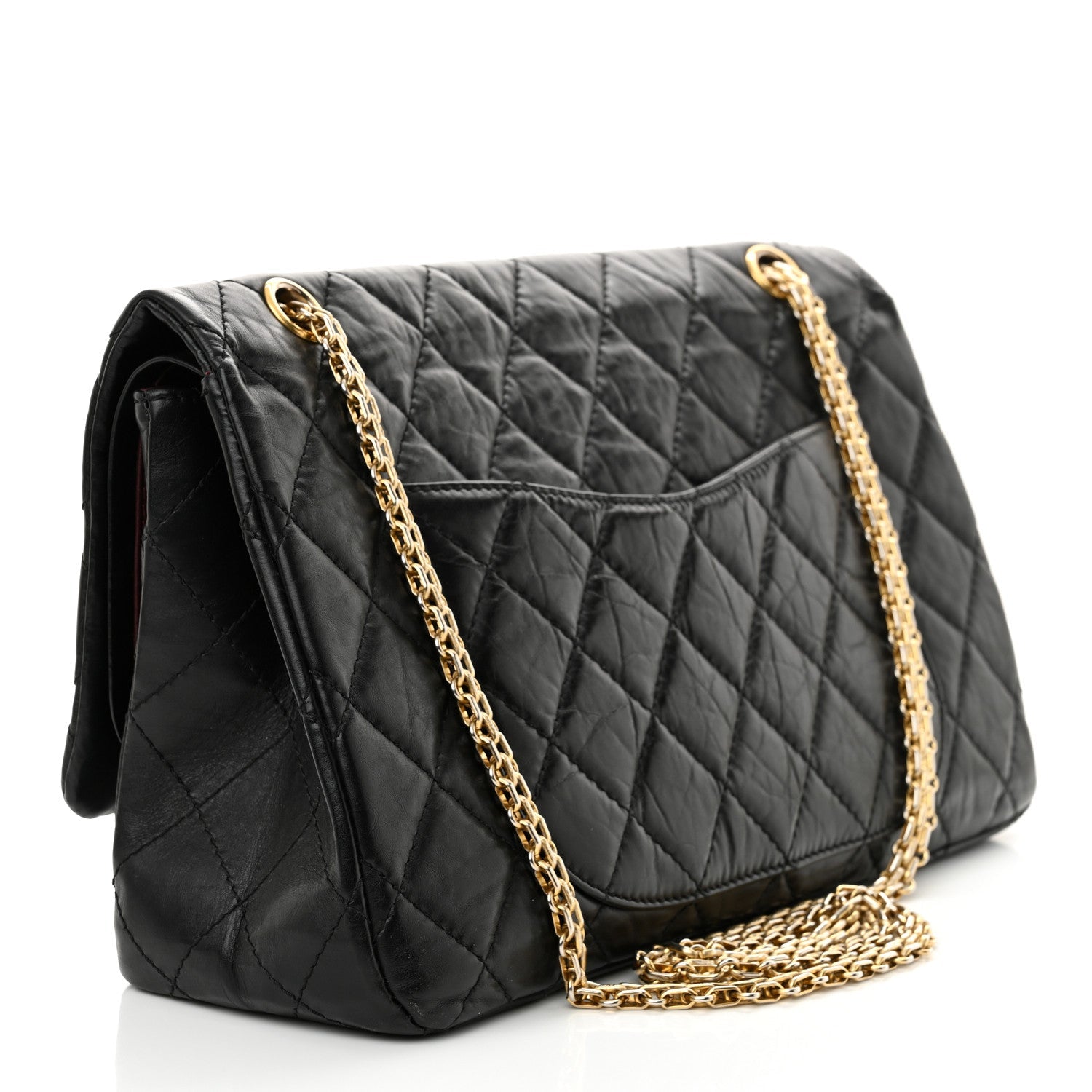 Aged Calfskin Quilted 2.55 Reissue 227 Flap Black