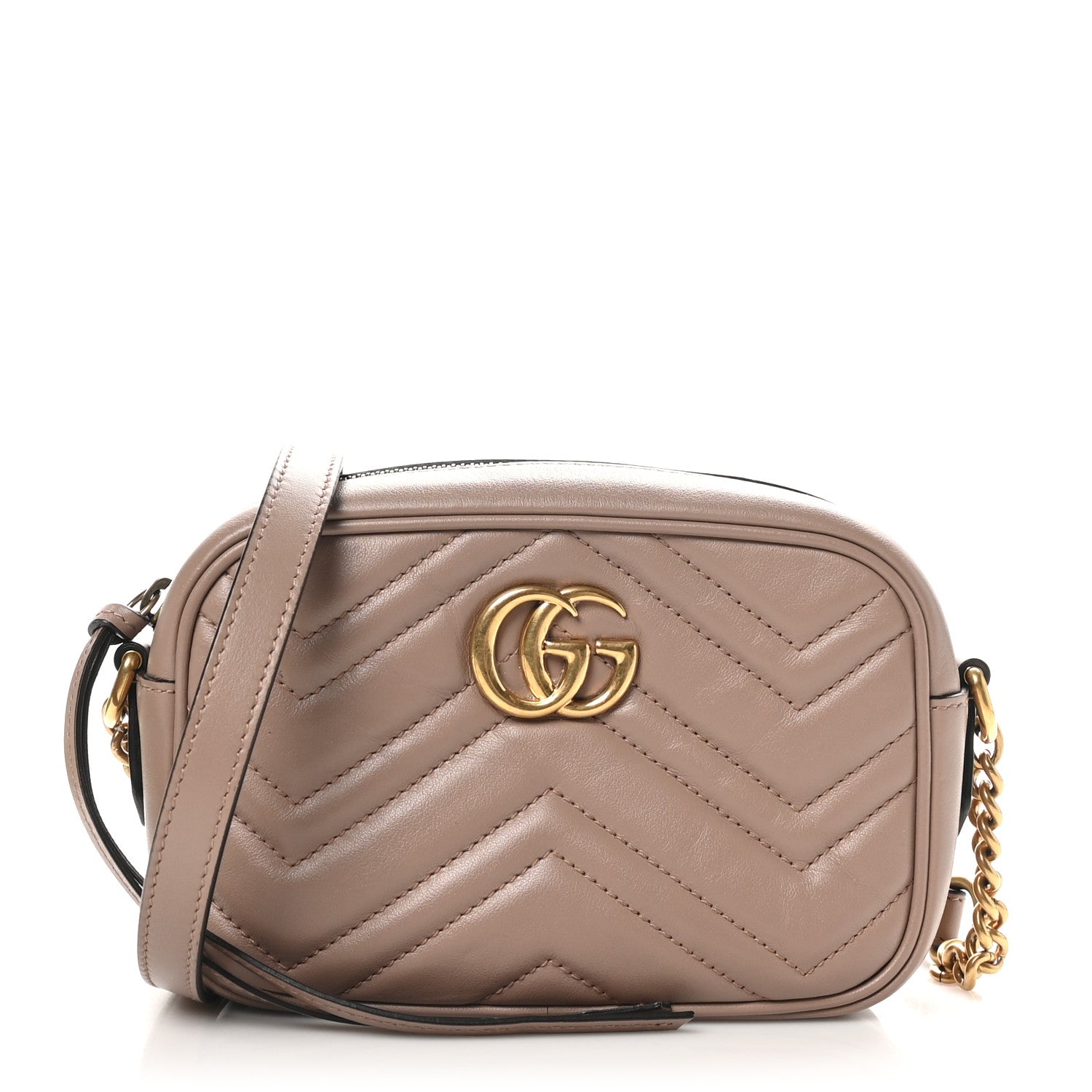 Calfskin Matelasse Mini GG Marmont Chain Shoulder Bag Porcelain Rose