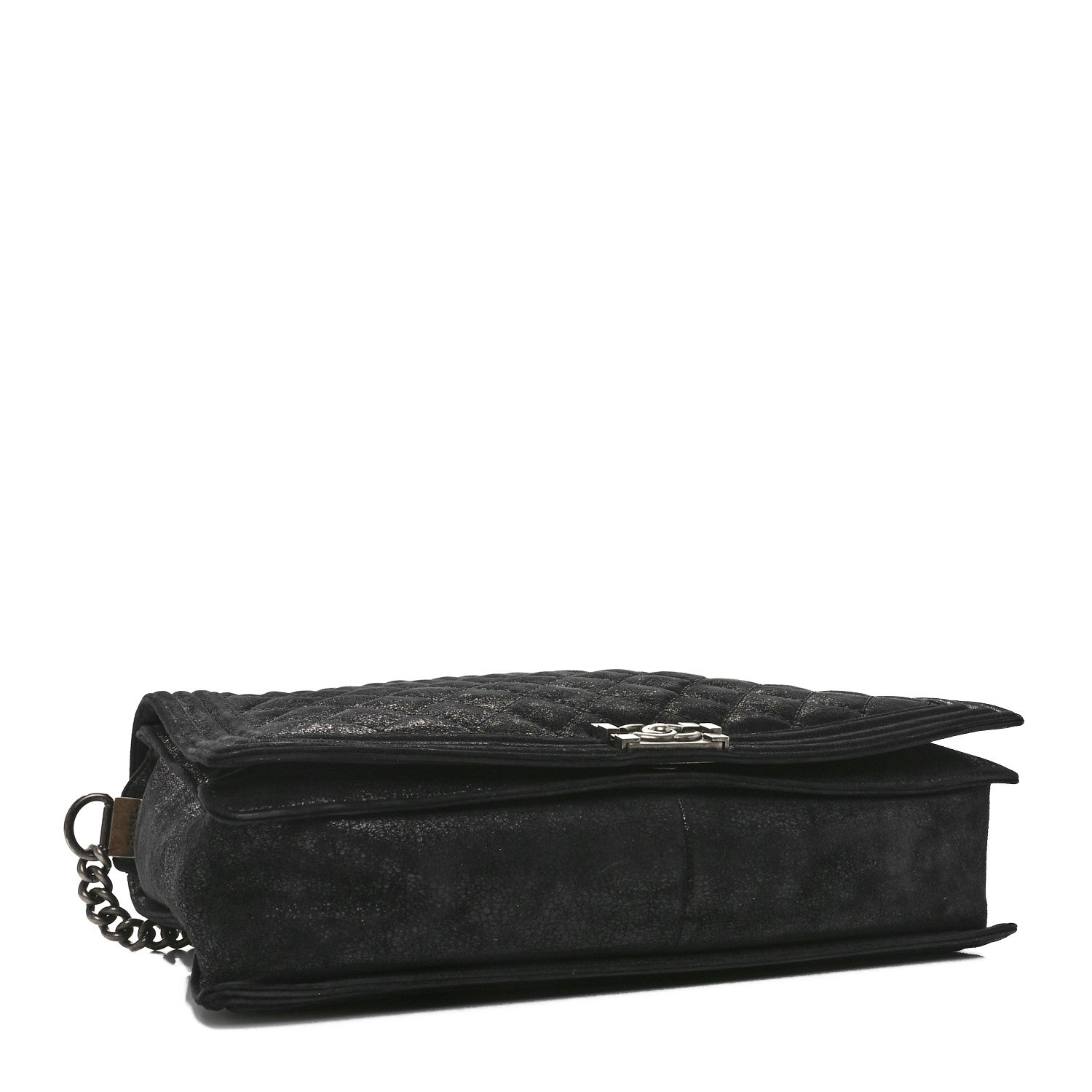 Iridescent Calfskin Quilted XL Gentle Boy Flap Black