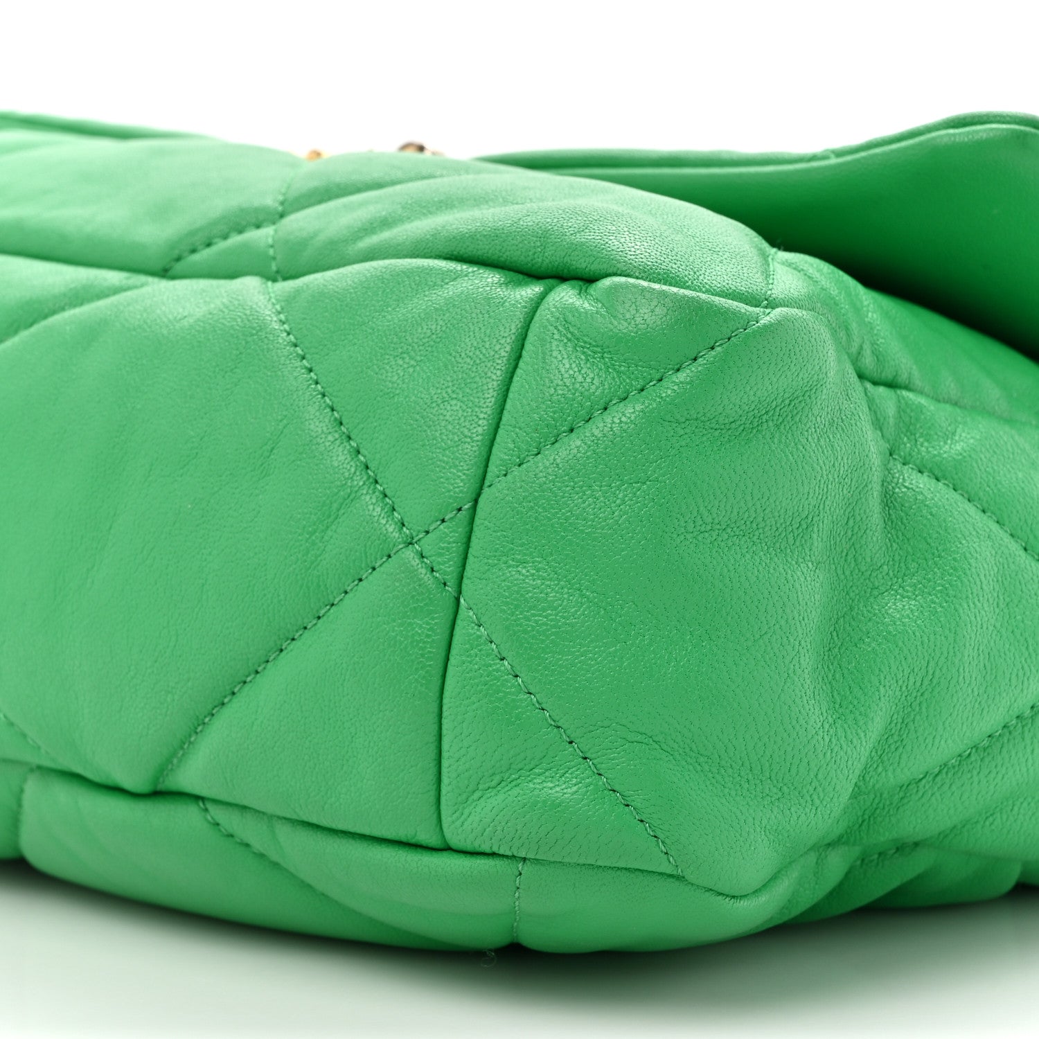 Goatskin Quilted Large Chanel 19 Flap Green