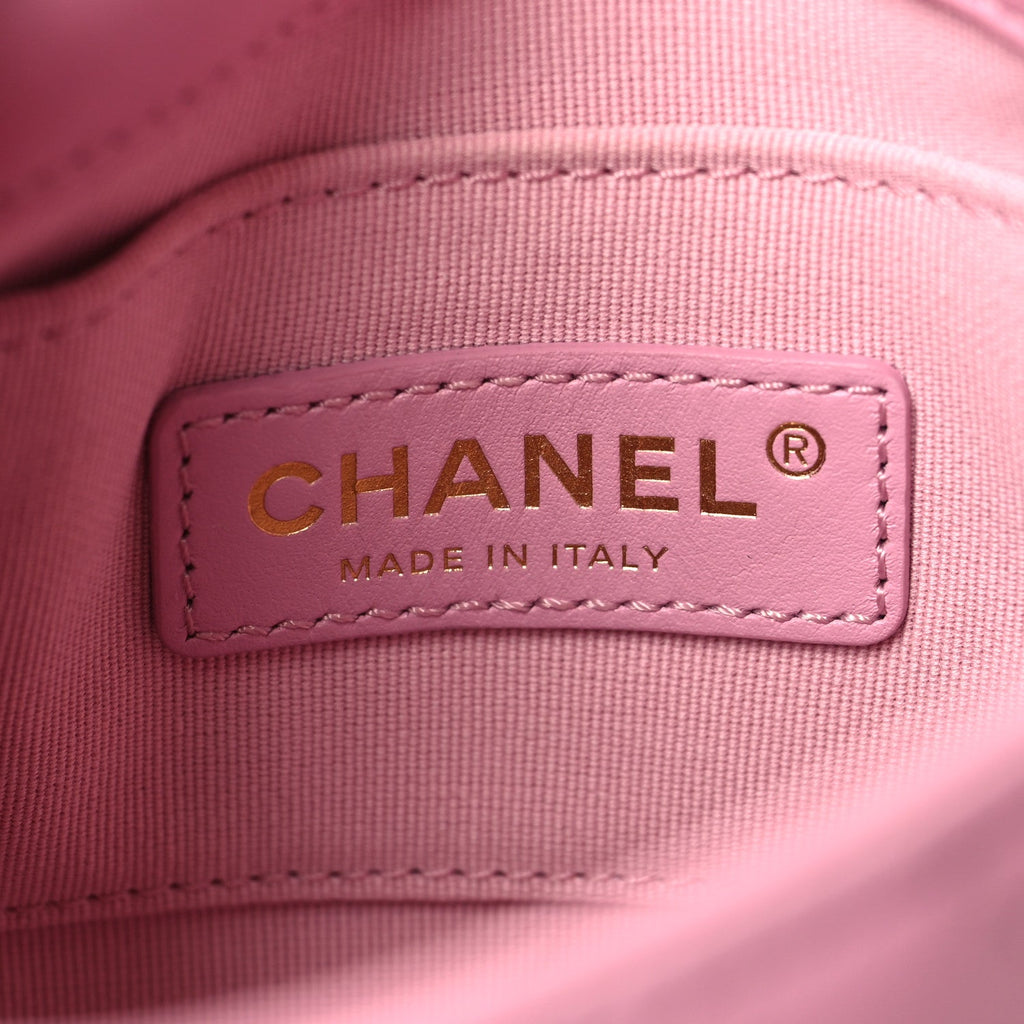 Lambskin Quilted Mini Lacquered Chain Flap Pink