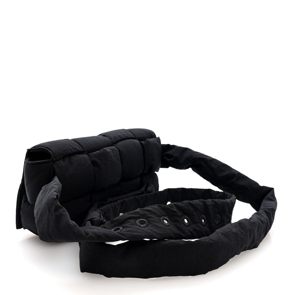 Nylon Intrecciato Padded Tech Mini Cassette Belt Bag Black