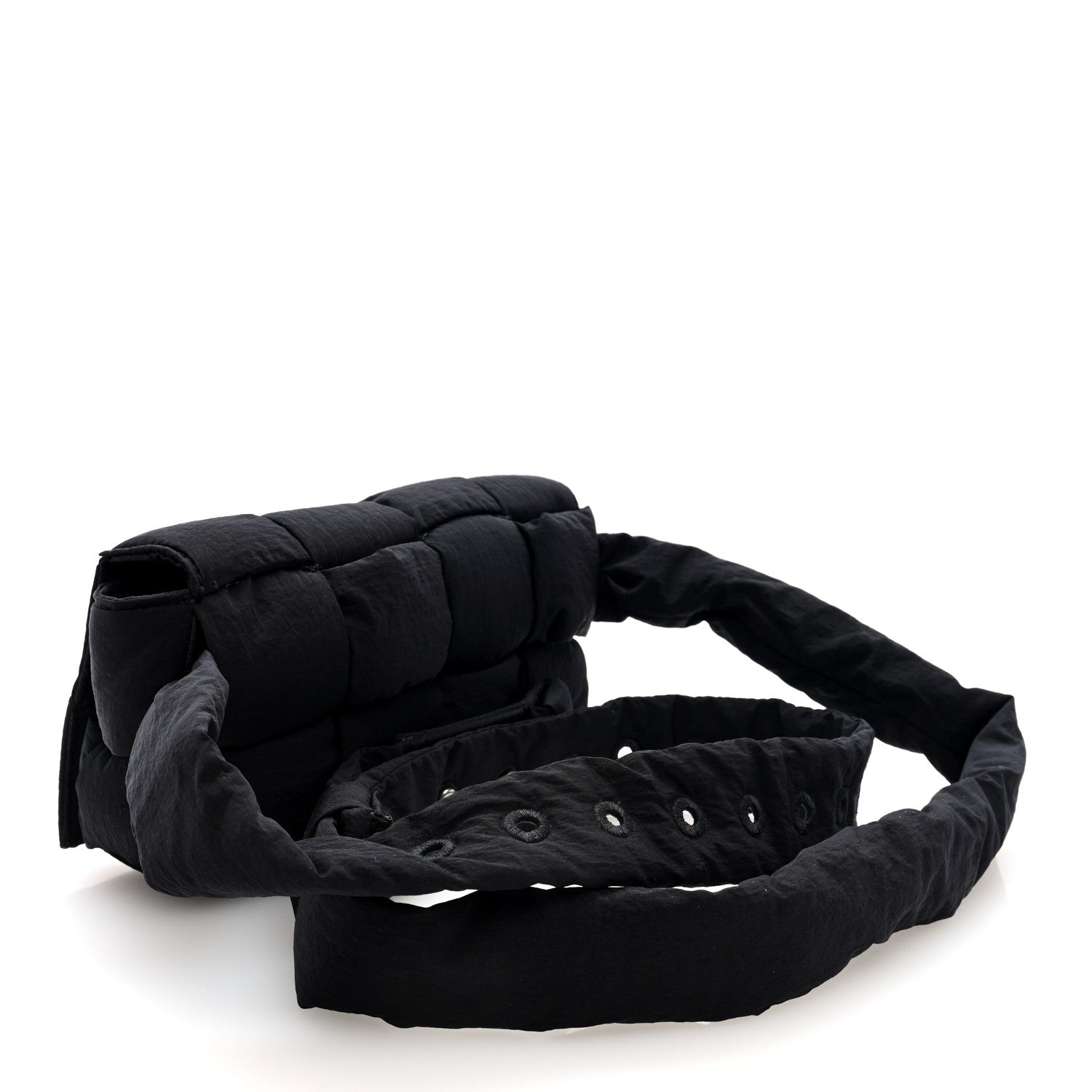 Nylon Intrecciato Padded Tech Mini Cassette Belt Bag Black