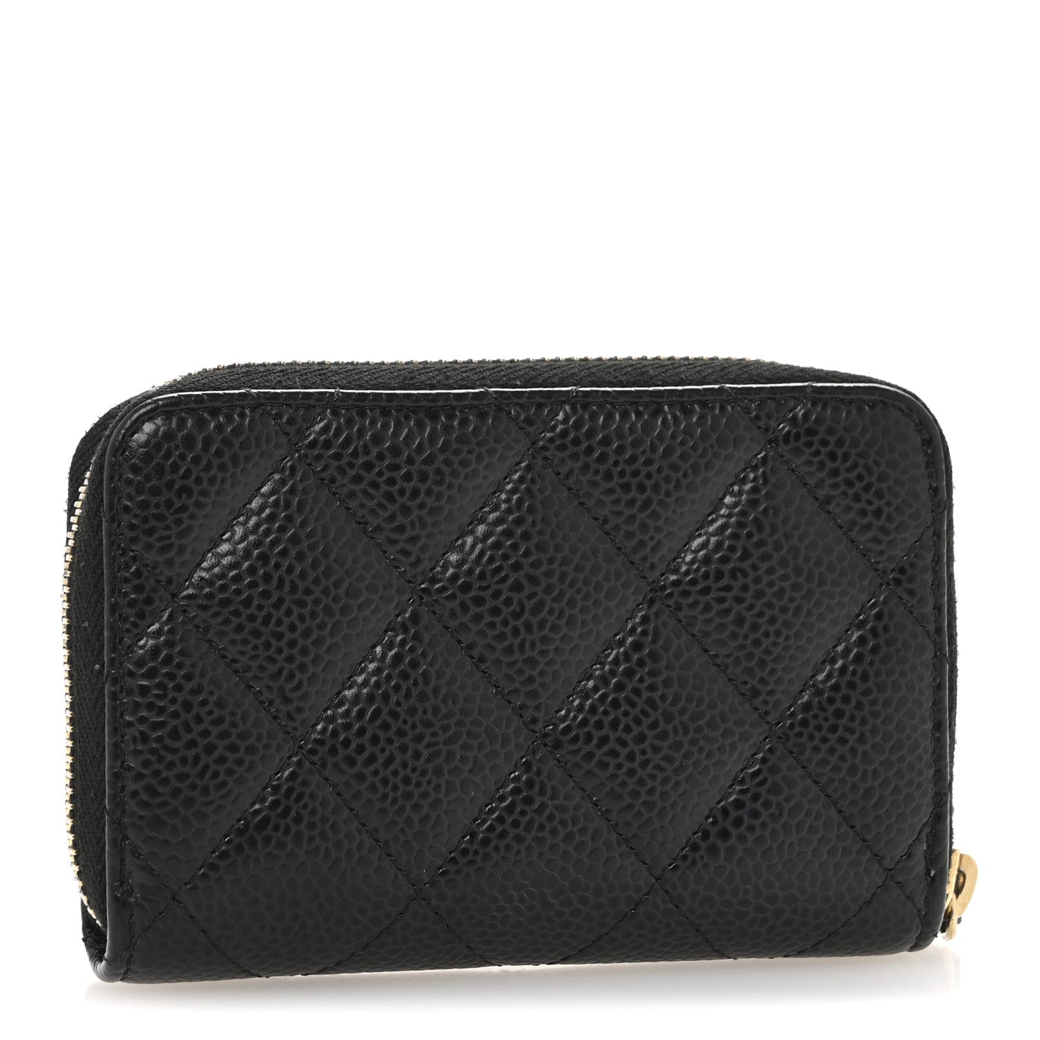 Caviar Quilted Zip Coin Purse Black