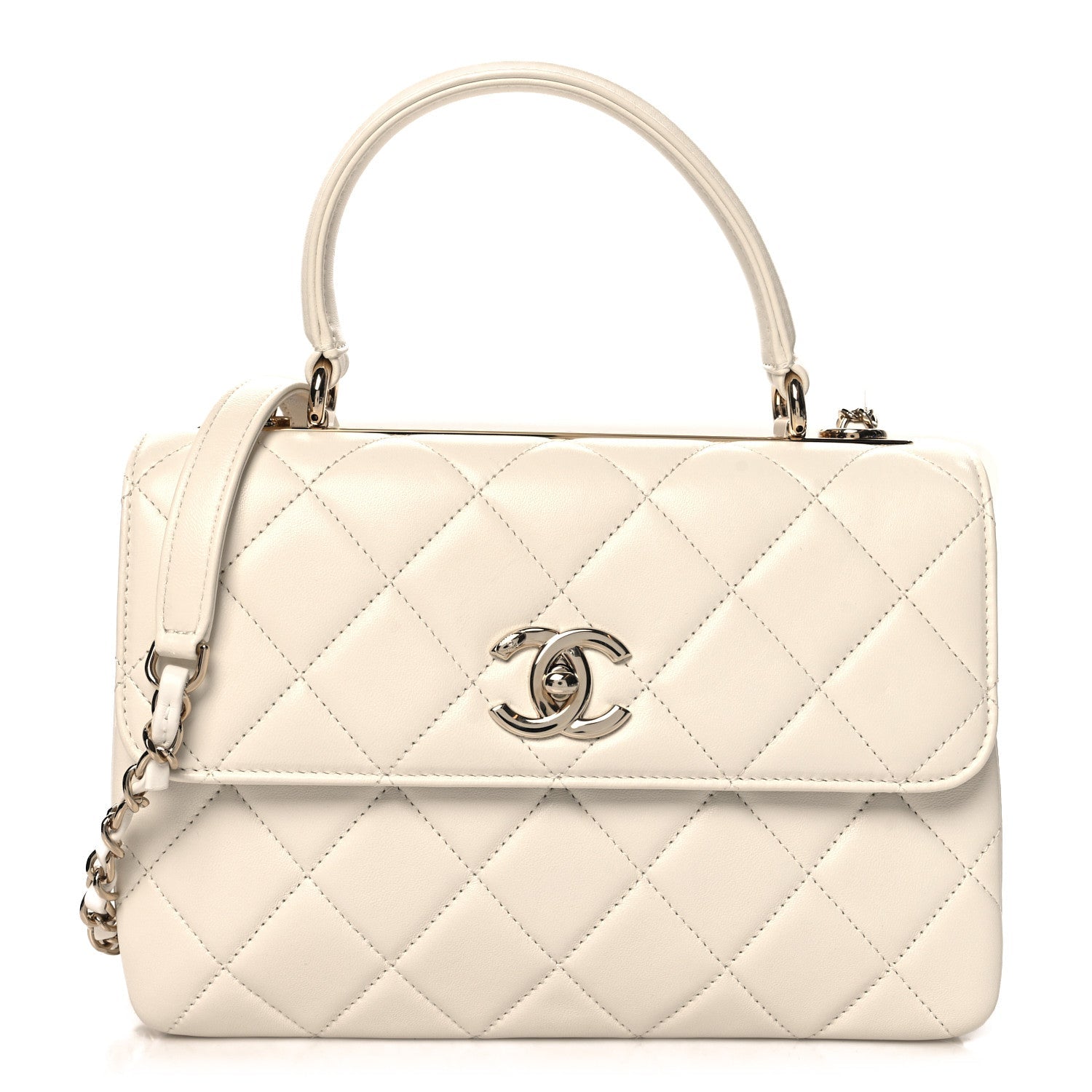 Lambskin Quilted Small Trendy CC Dual Handle Flap Bag White