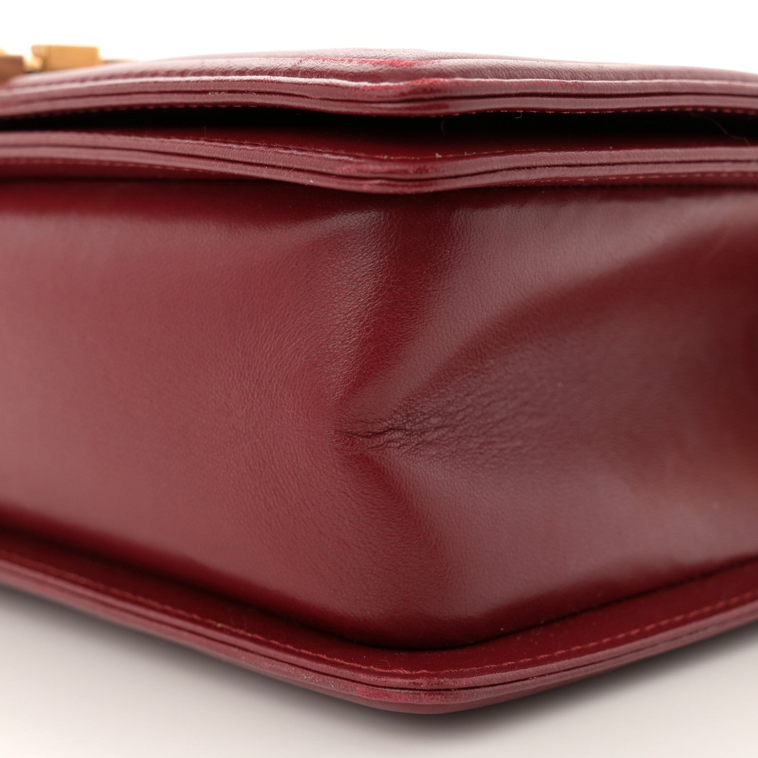 Lambskin Quilted Medium Boy Flap Dark Red